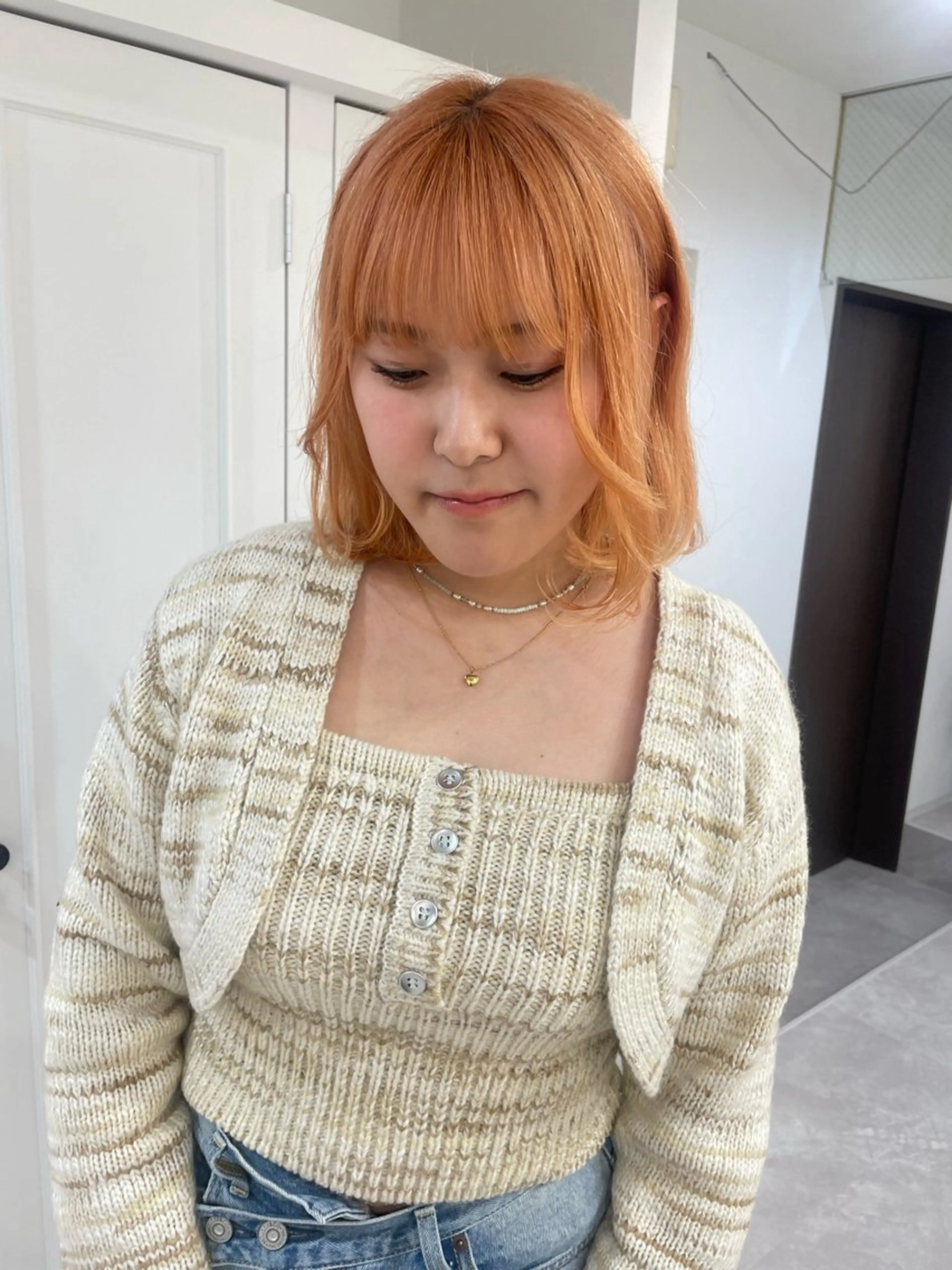 カラー ブリーチ ハイトーンカラー オレンジ ダブルカラーVia/ airi♡のヘアスタイル