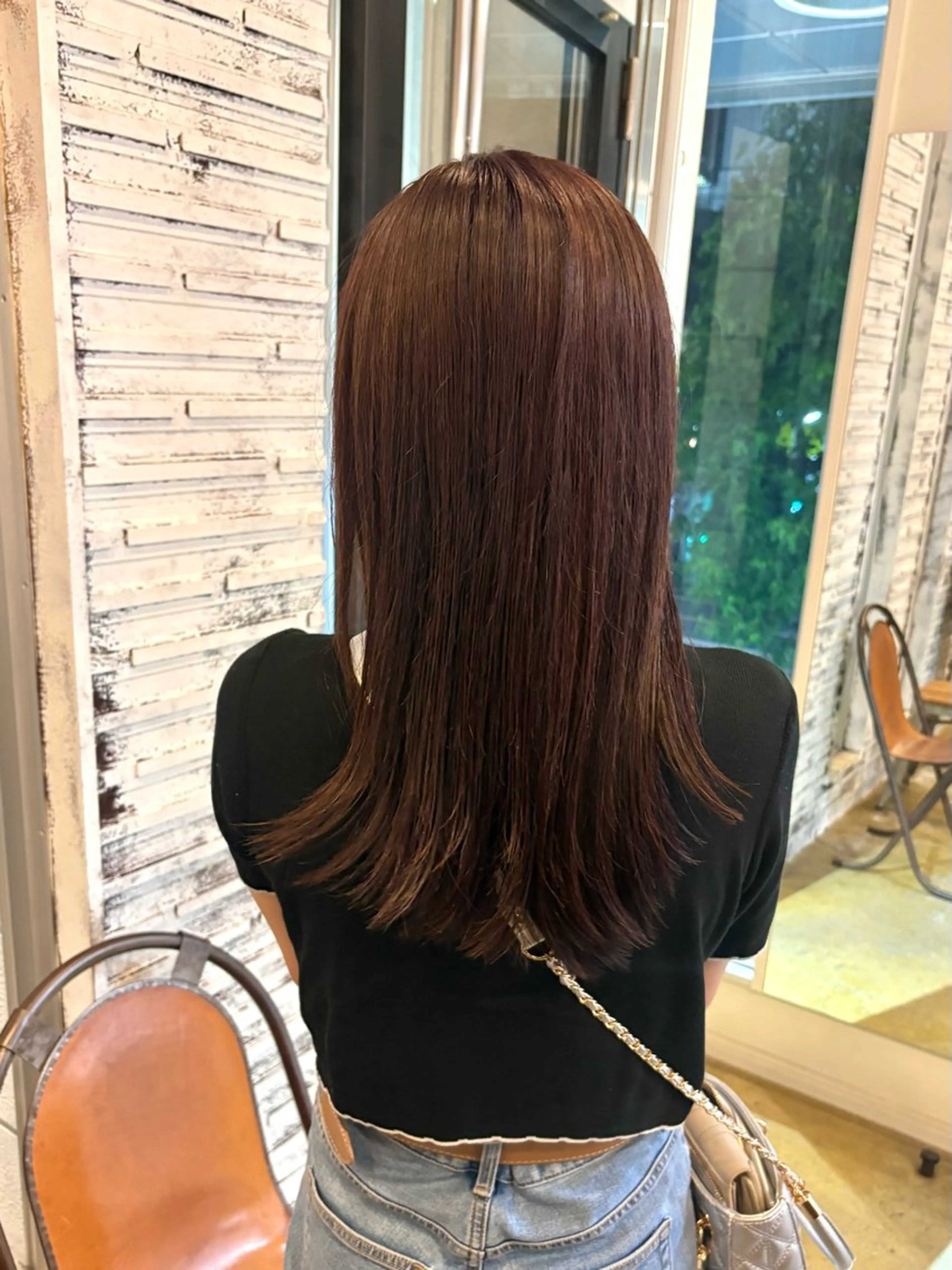 ロング カラー ブリーチ ブラウンカラー ブリーチなしカラー ピンクカラー ヘアカラー ブリーチカラーモデル ダブルカラー✨ななほのヘアスタイル