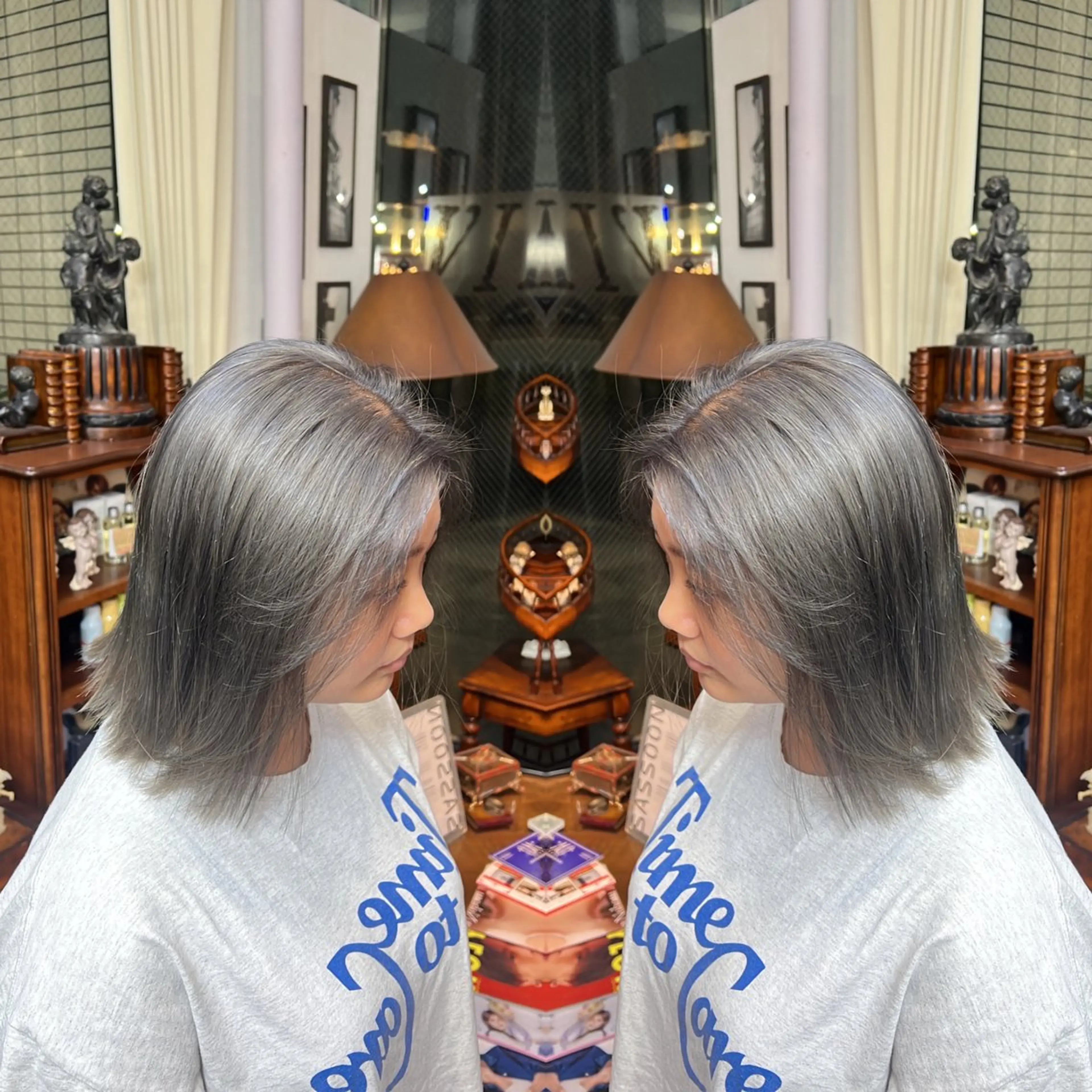 ミディアム カラー レイヤー/ボブ/ ミニボブ/AOIのヘアスタイル