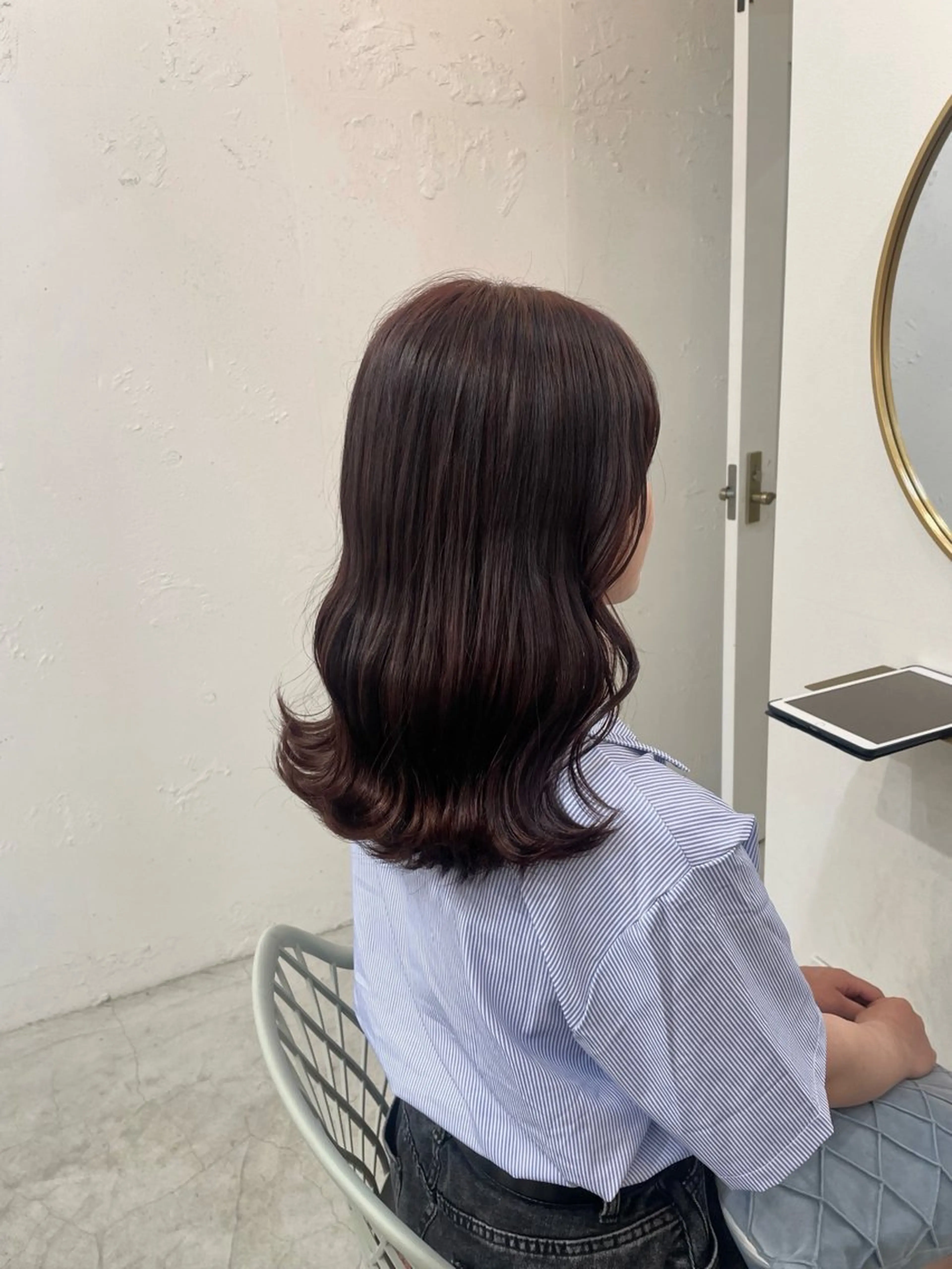 セミロング カラー ブラウンカラー ピンクカラー ピンクブラウン 似合わせカットカラー 本厚木/ナカノユウのヘアスタイル