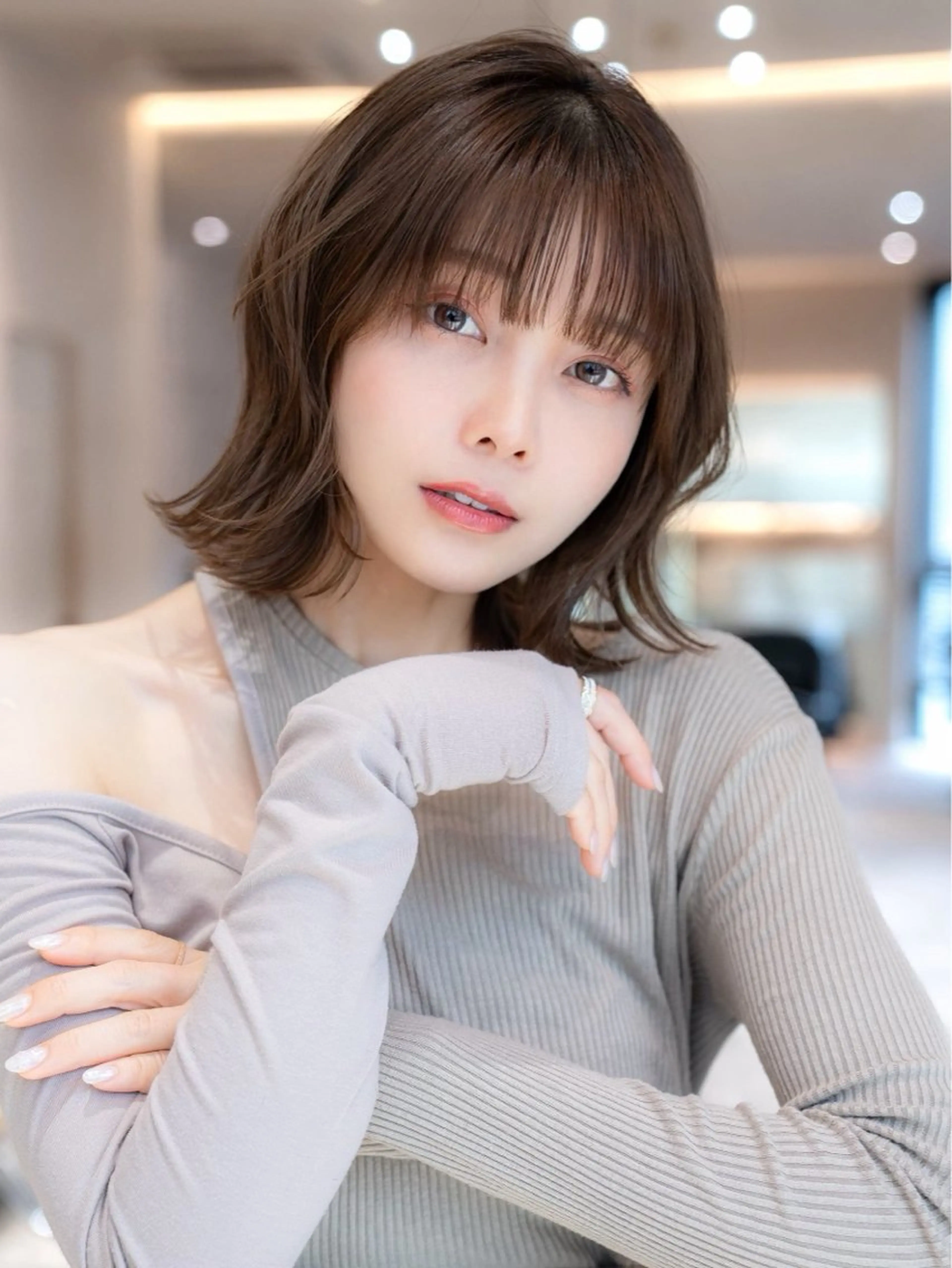 ミディアム カラー カット ヘアカラー トリートメント 垢抜けボブカット /楓のヘアスタイル