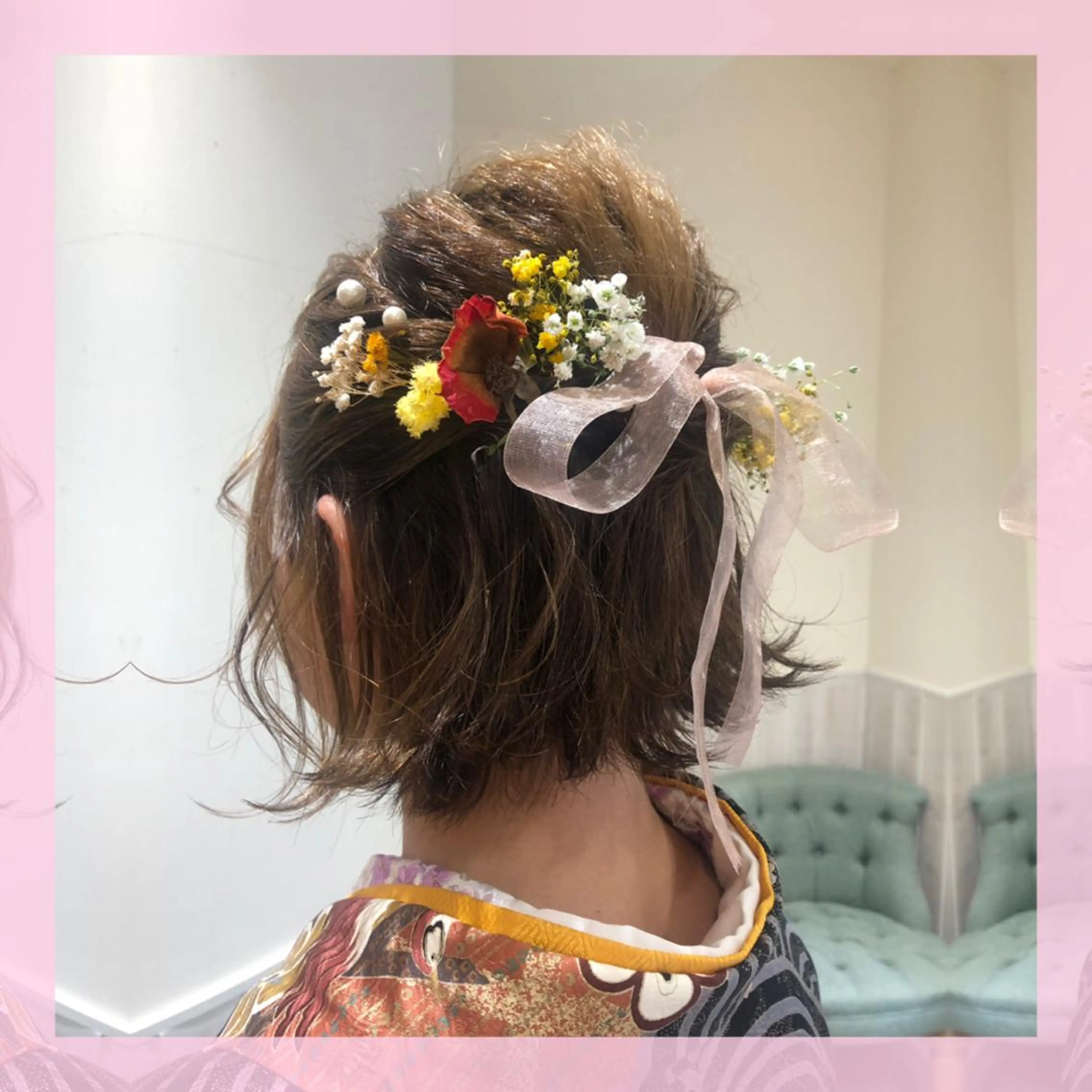 ショート ヘアアレンジ ハーフアップ ショートヘア 浴衣 plum.所属・🍒前川 🍒のヘアスタイル