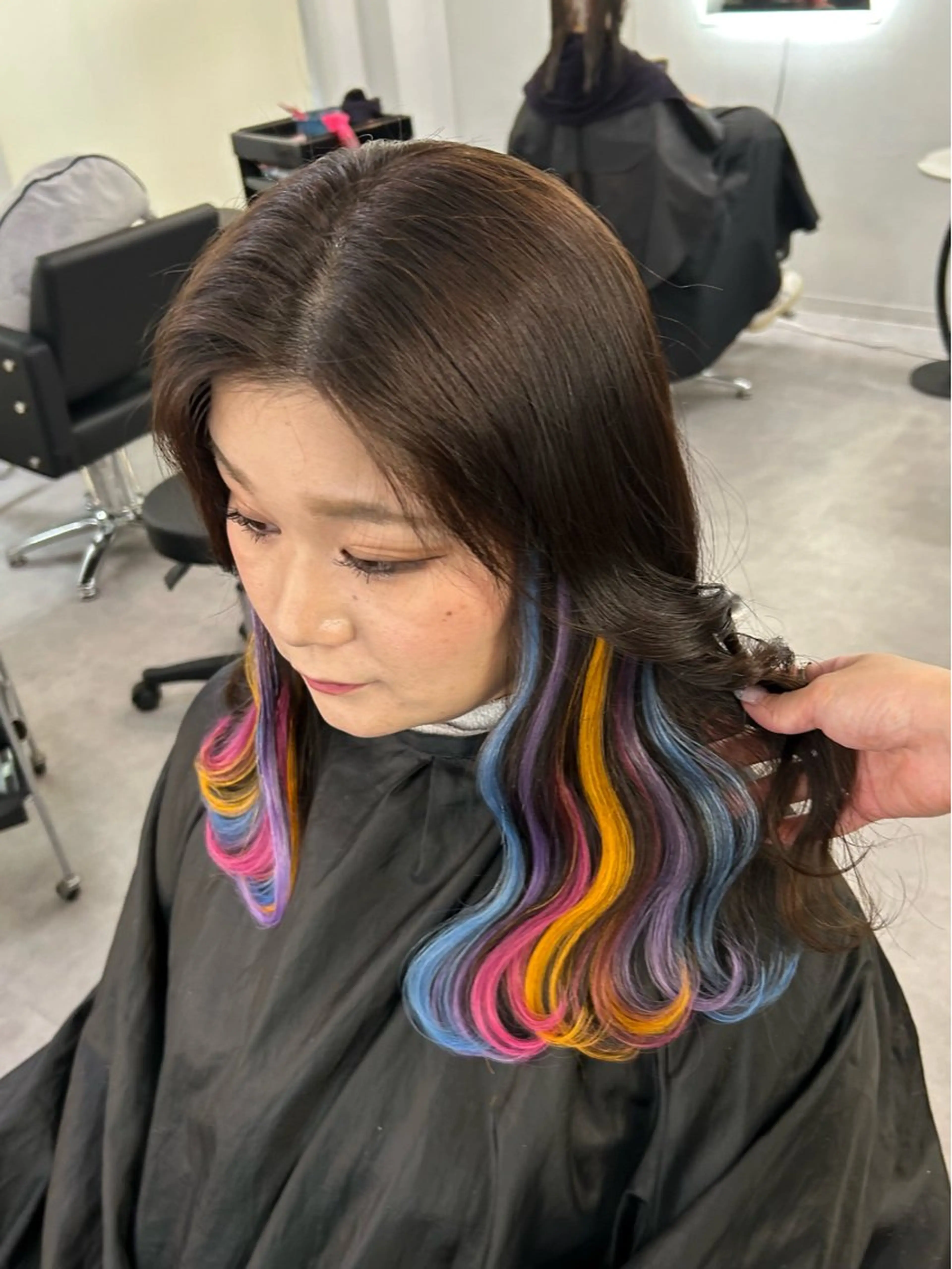 セミロング カラー ユニコーンカラー エクステ ヘアカラー エクステ Cielro【 シェイロ 】所属・Cielro/ダブル カラー/西田咲希のヘアスタイル