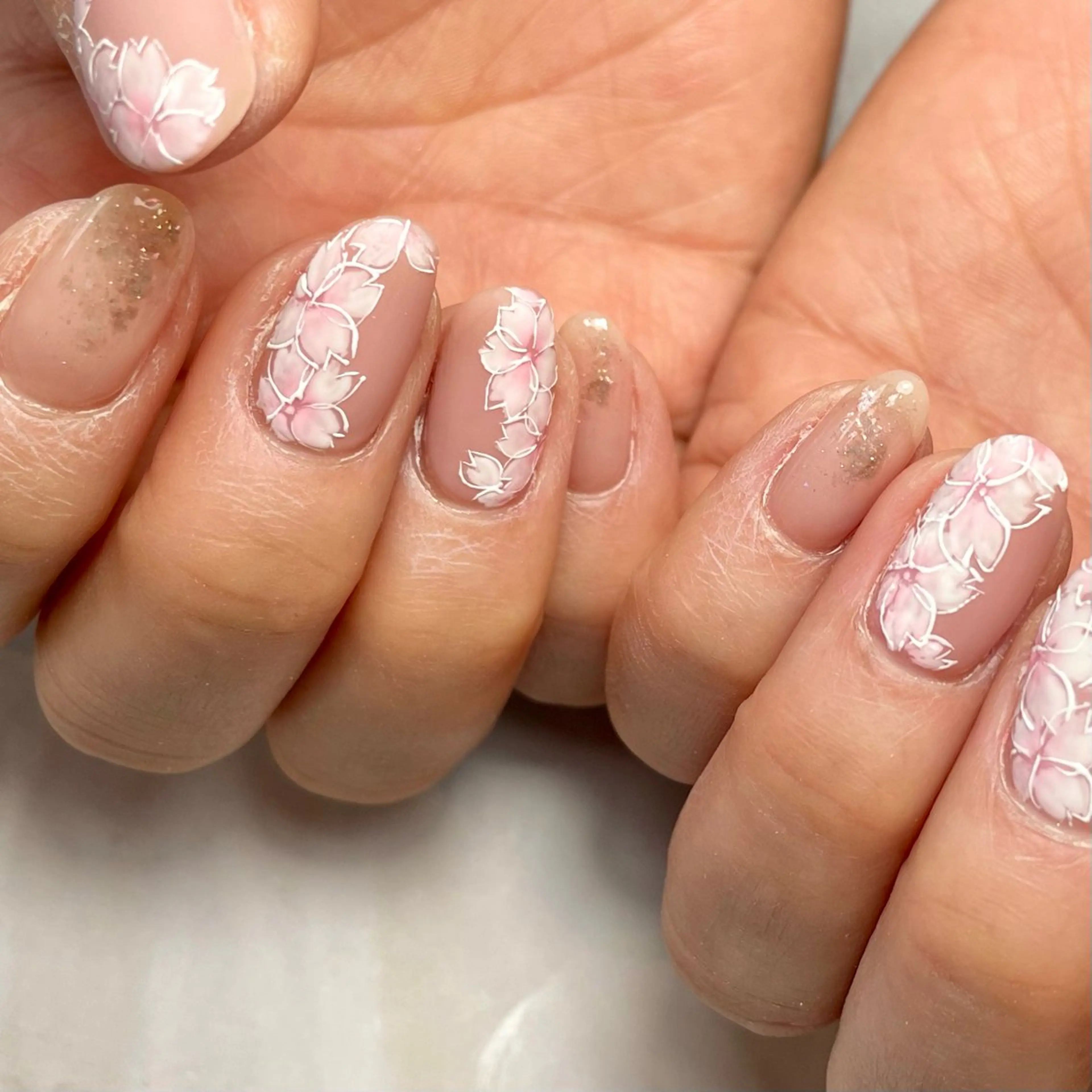 ネイル アートネイル 桜ネイル ハンドネイル Reflection marikoのネイルデザイン