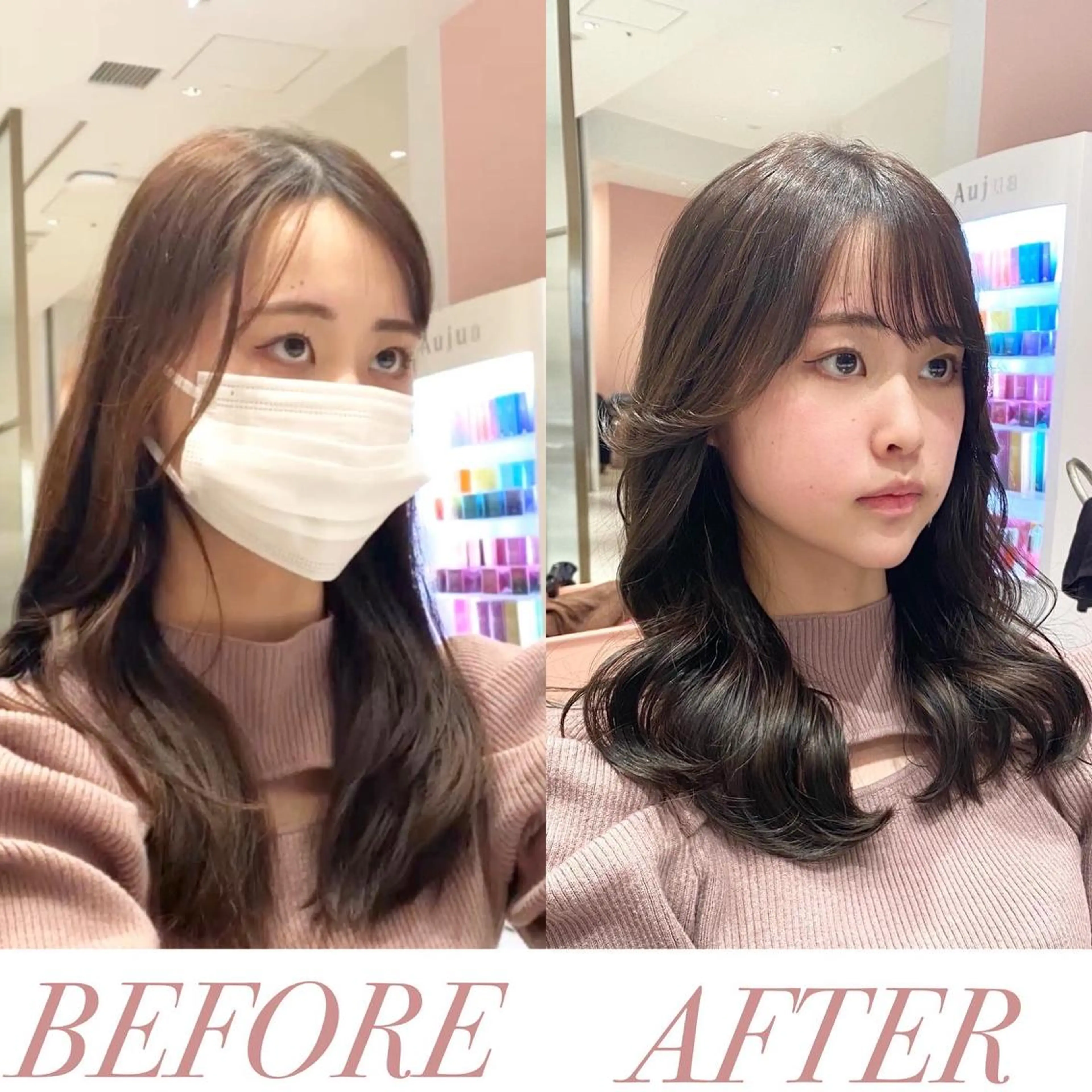 セミロング カット ヘアカラー トリートメント 韓国くびれレイヤー 🇰🇷はづきのヘアスタイル