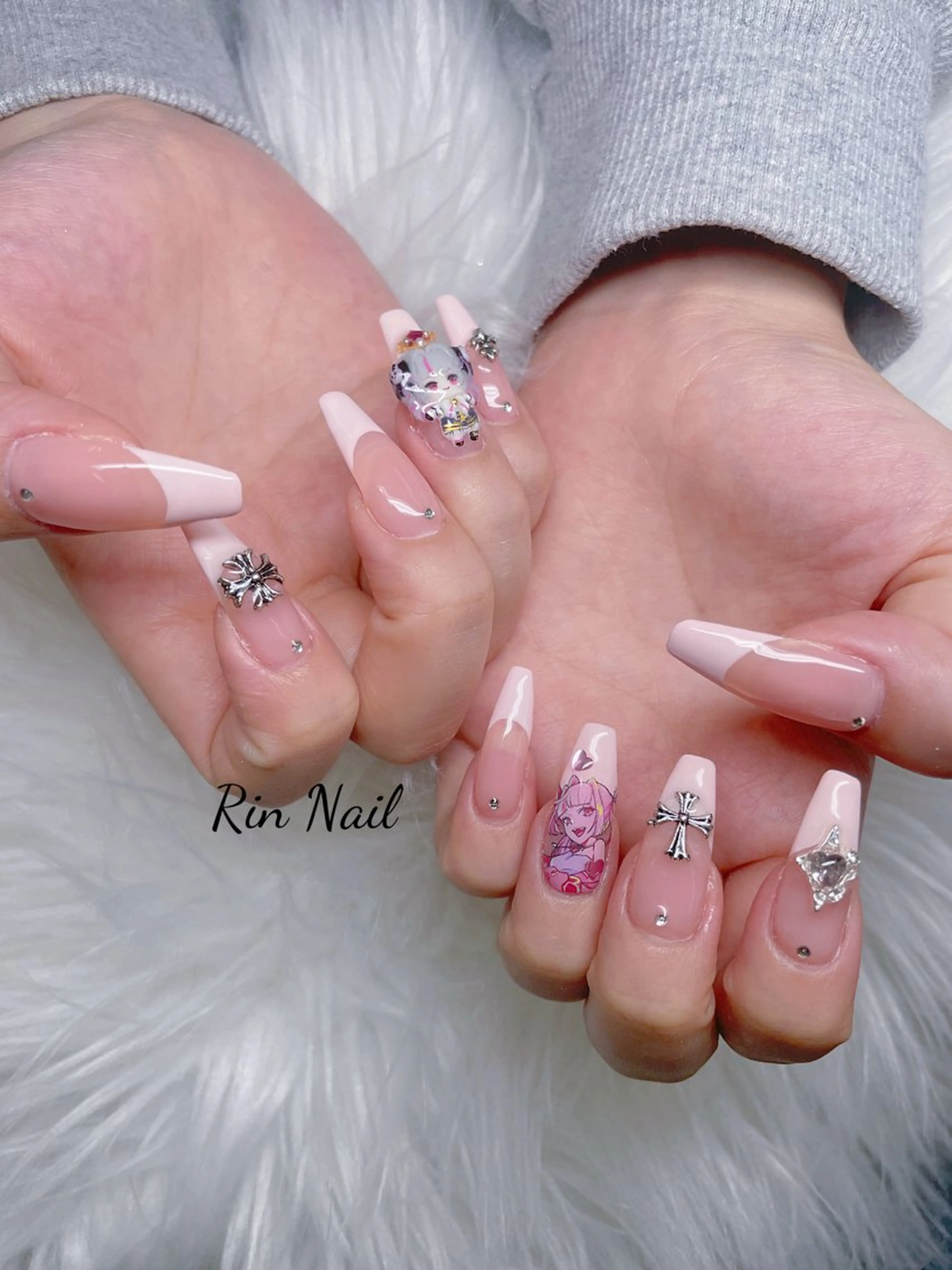 ネイル フレンチネイル ジェルネイル 韓国ネイル マグネットネイル ネイルチップ ハンドネイル Rin Nail所属・Emi Nailのネイルデザイン