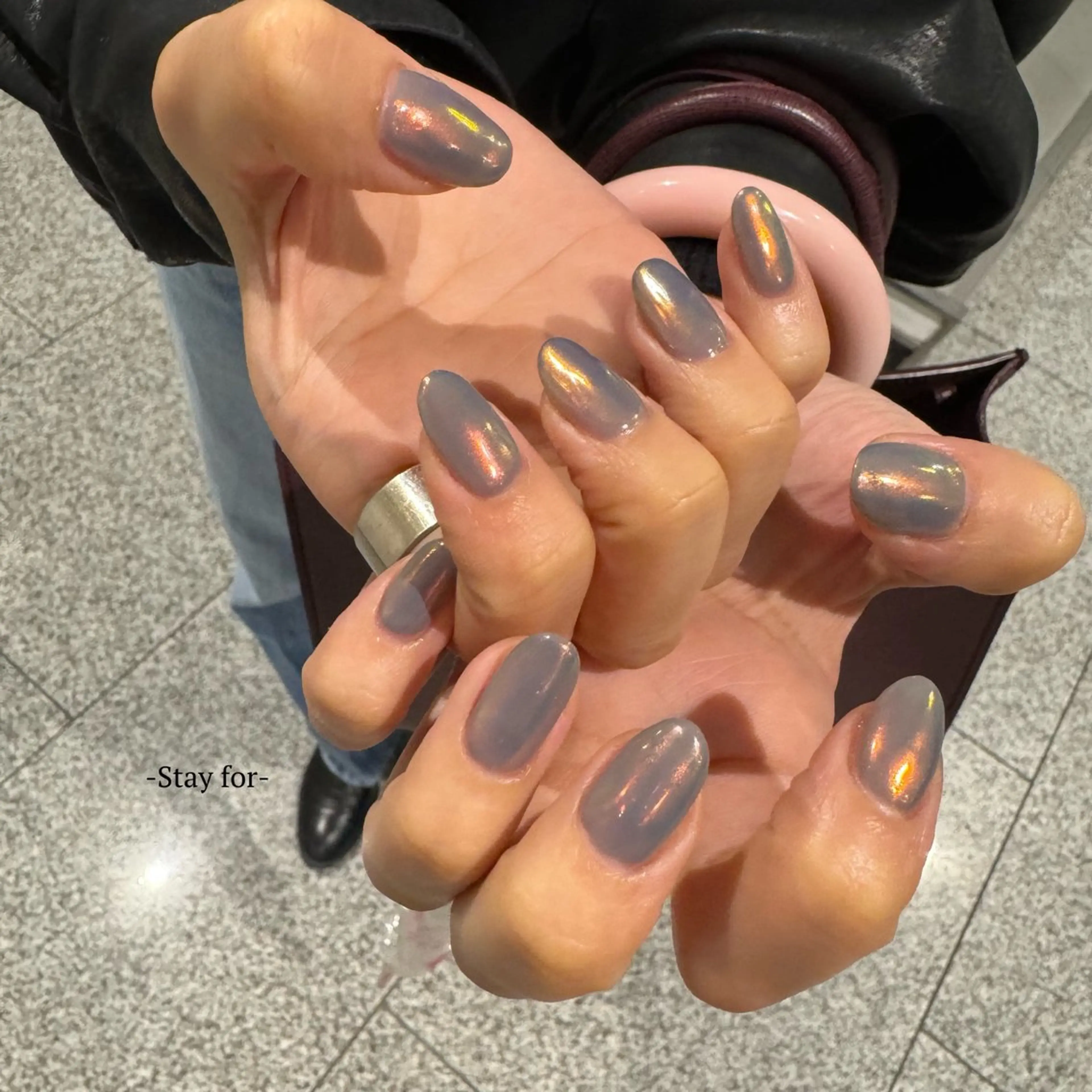 ネイル ミラーネイル オレンジ ハンドネイル Stay for Mayaのネイルデザイン