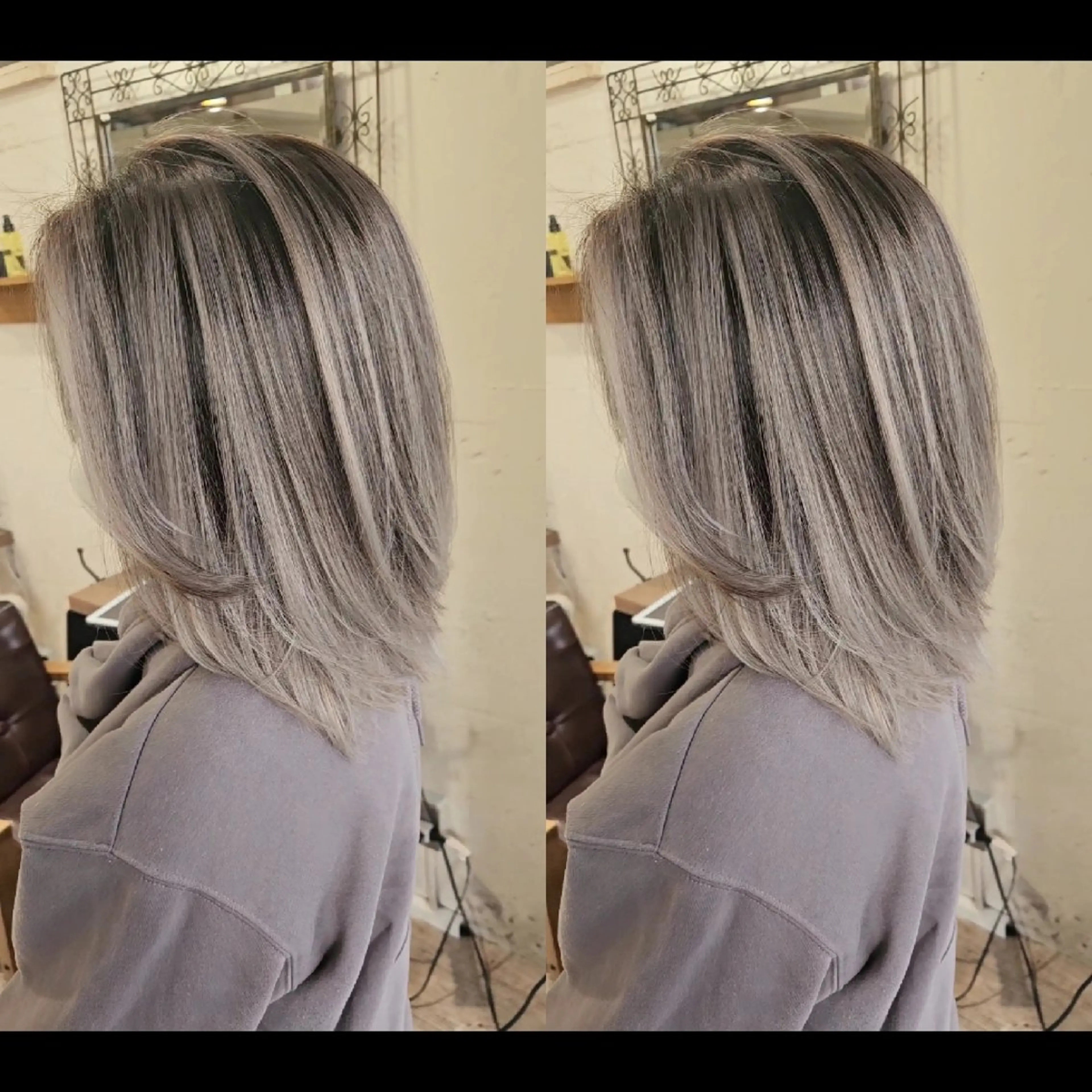ミディアム 外国人風カラー ハイライト レイヤーカット ヘアカラー cherie所属・大内 格のヘアスタイル