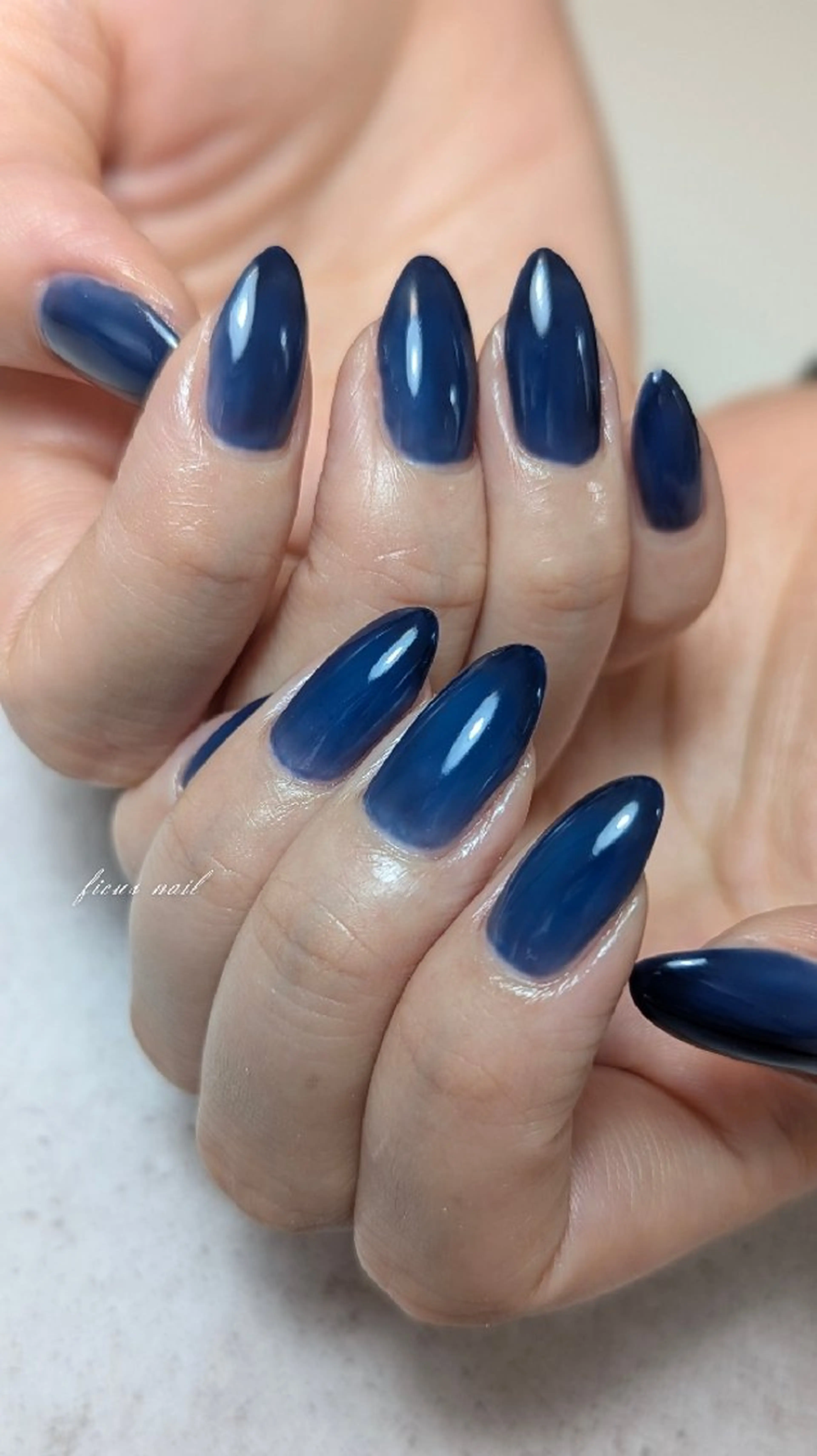 ネイル ネイビー ワンカラーネイル シンプルネイル ハンドネイル ficus nailのネイルデザイン