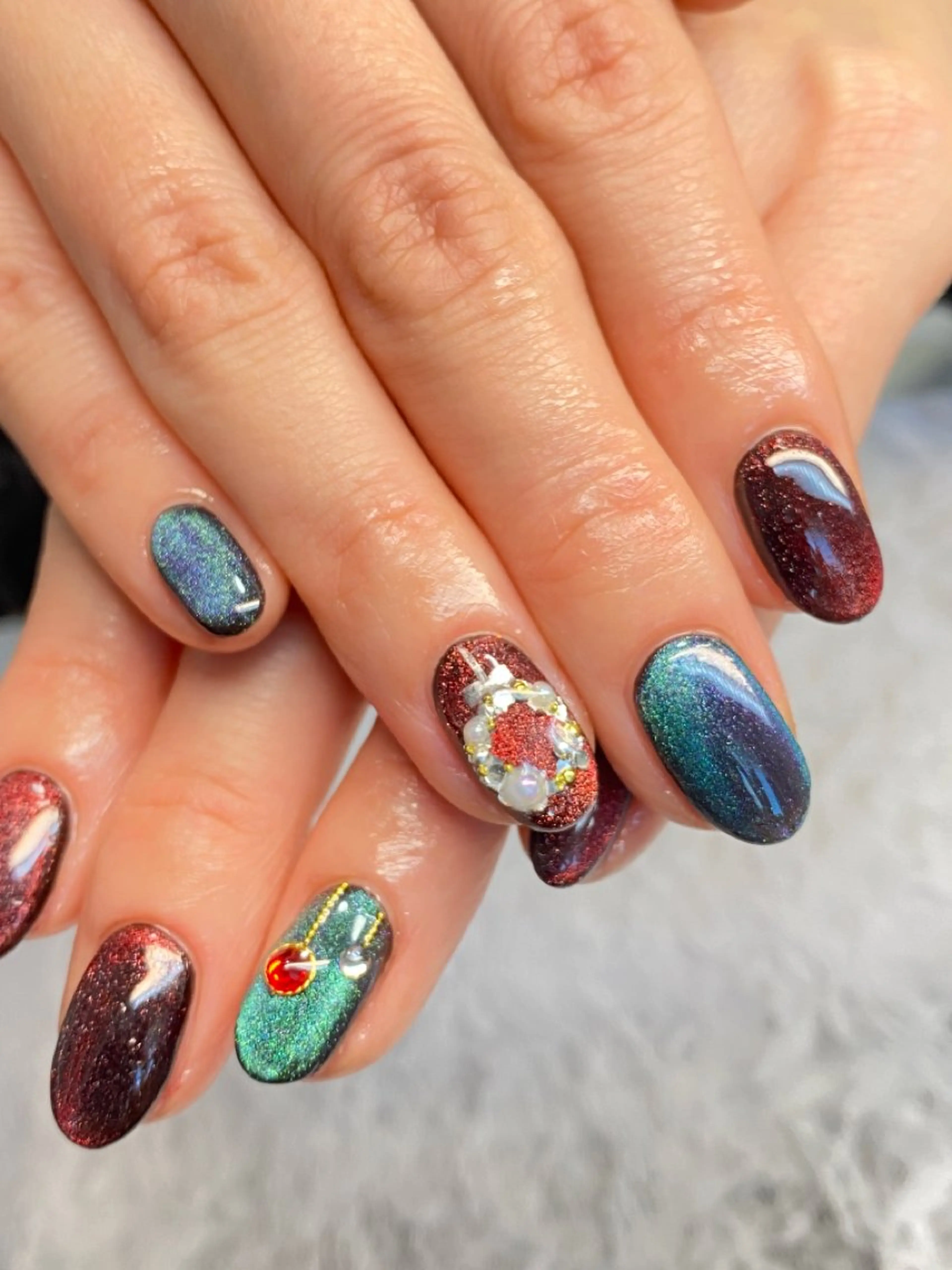 ネイル マグネットネイル ストーンネイル HandS ネイル 自宅サロンのネイルデザイン