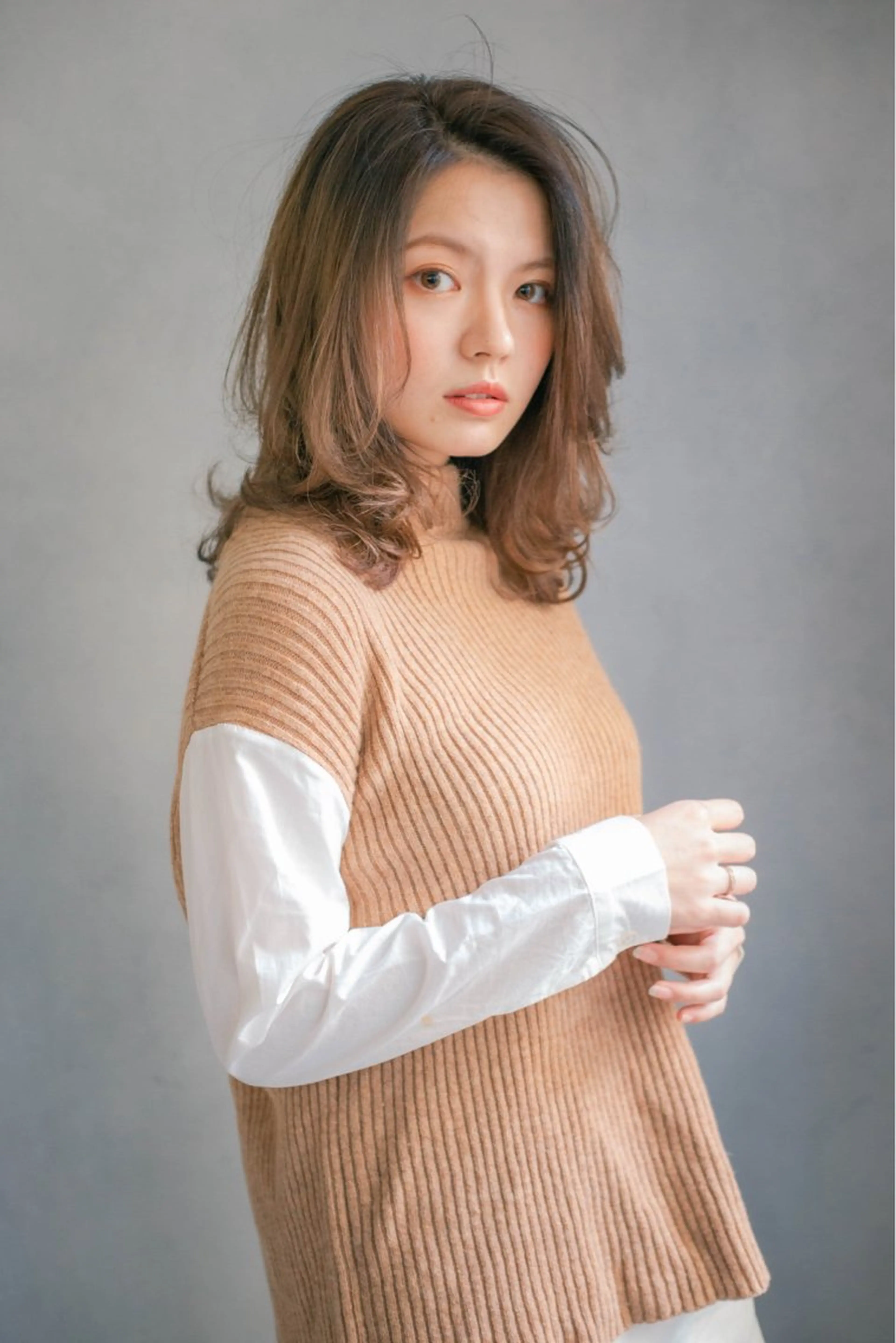 セミロング カラー パーマ stylist/ボブ ことの/韓国レイヤーのヘアスタイル