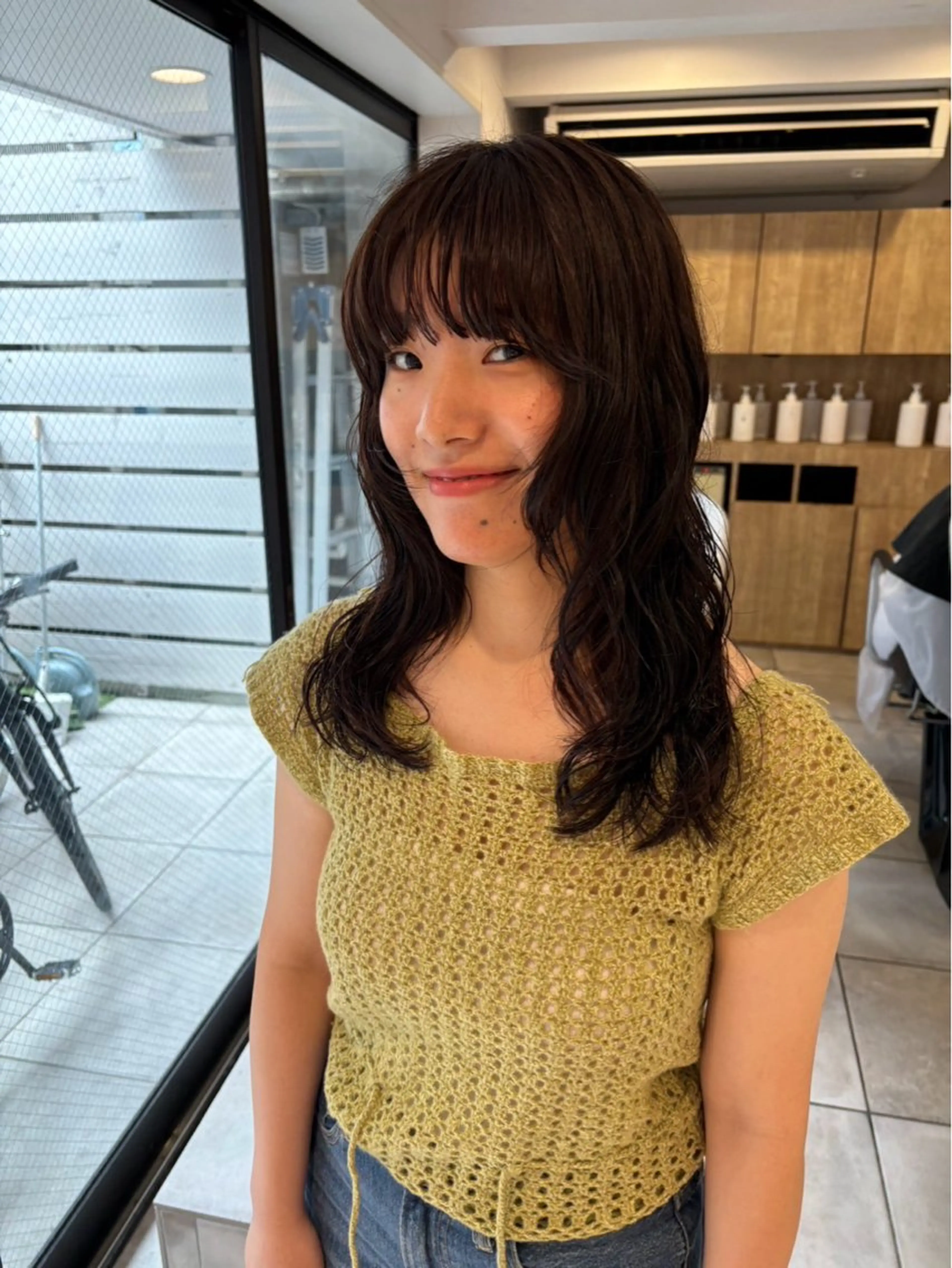 ミディアム パーマ カット パーマ リリカ🐈‍⬛ブリー チカラー/上永谷のヘアスタイル
