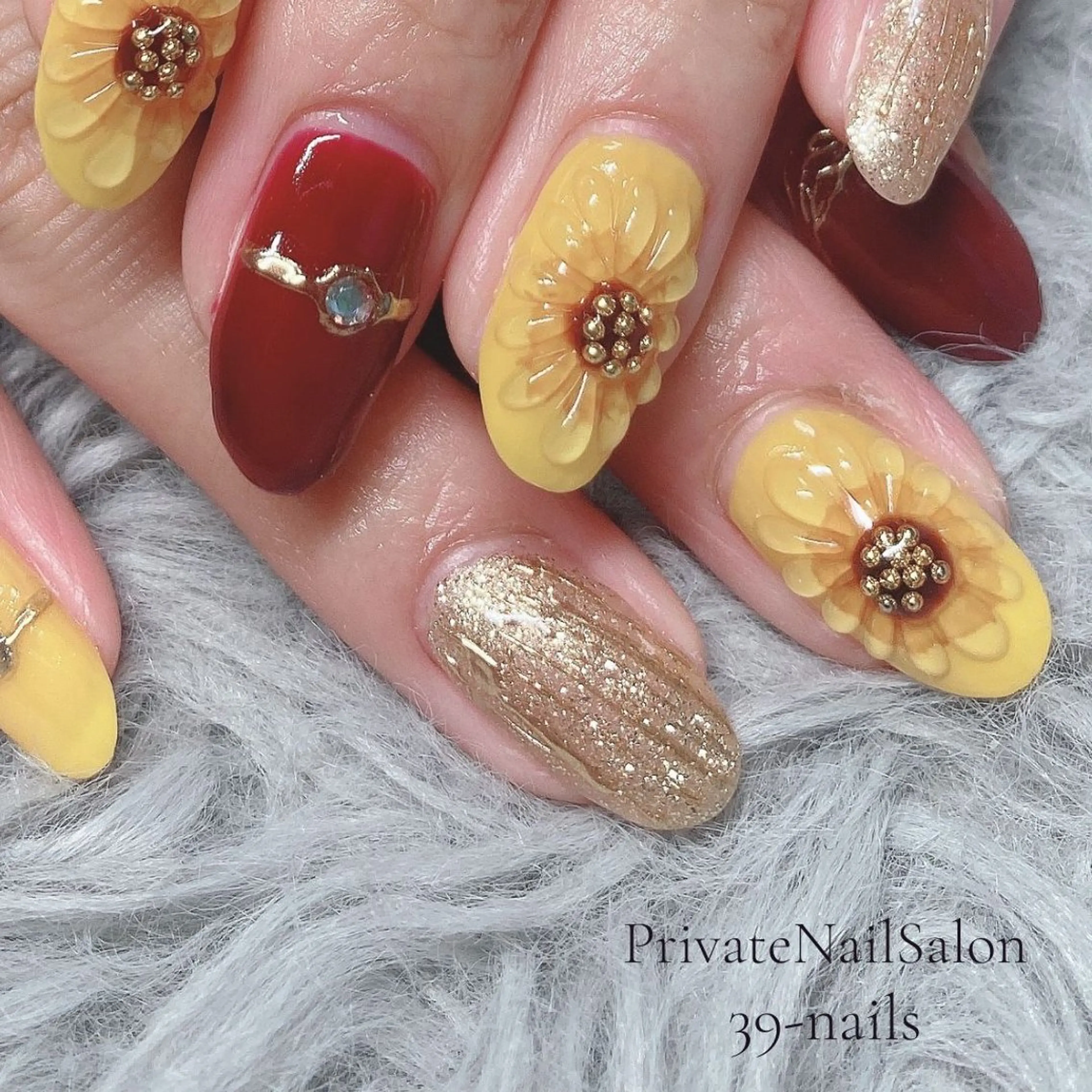 ネイル フラワーネイル ジェルネイル 持ち込み ニュアンスネイル パラジェル ハンドネイル 39-nails EharaMikuのネイルデザイン