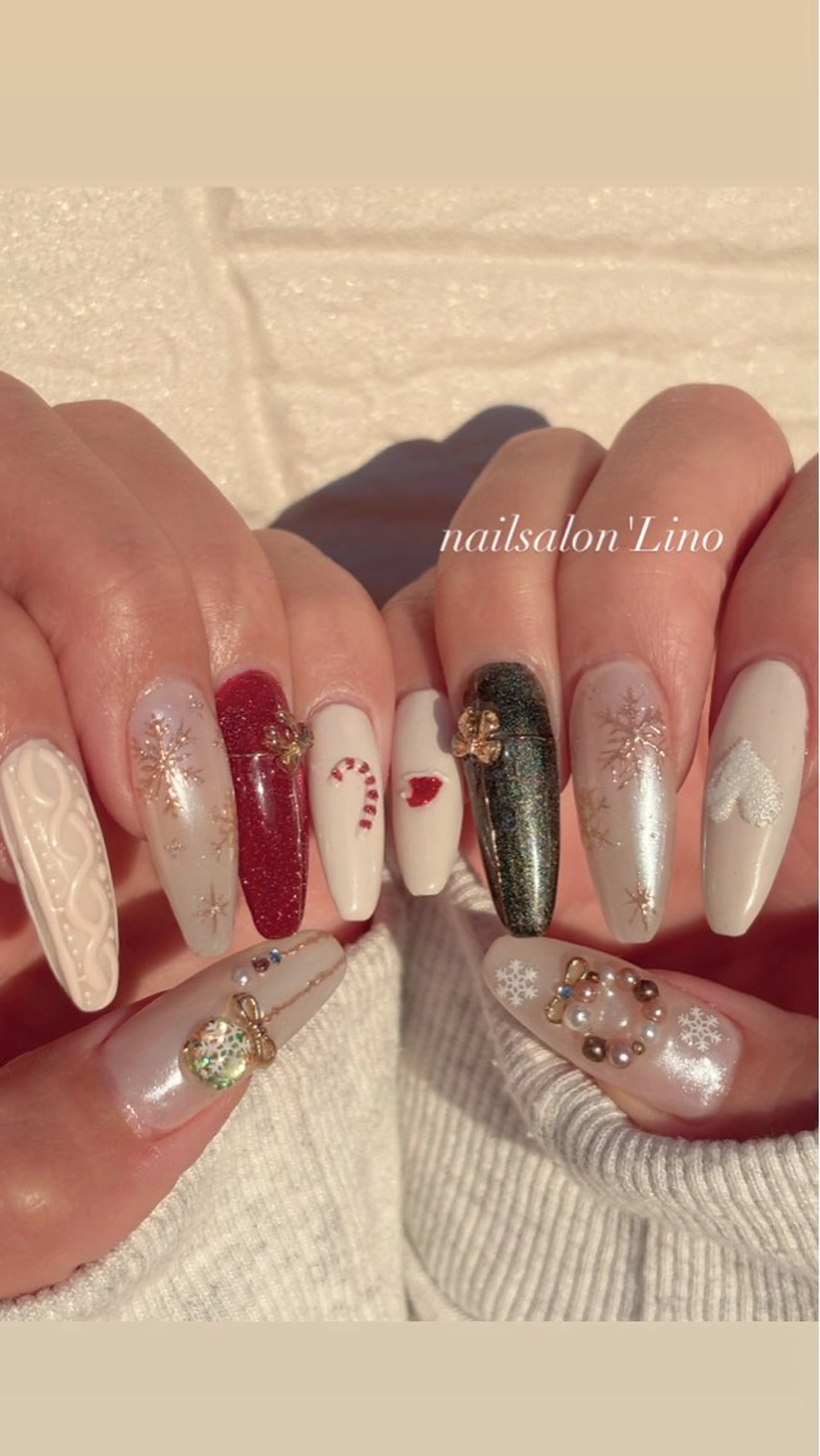 ネイル 冬ネイル クリスマス Lino𓂃⟡.· Chizuruのネイルデザイン