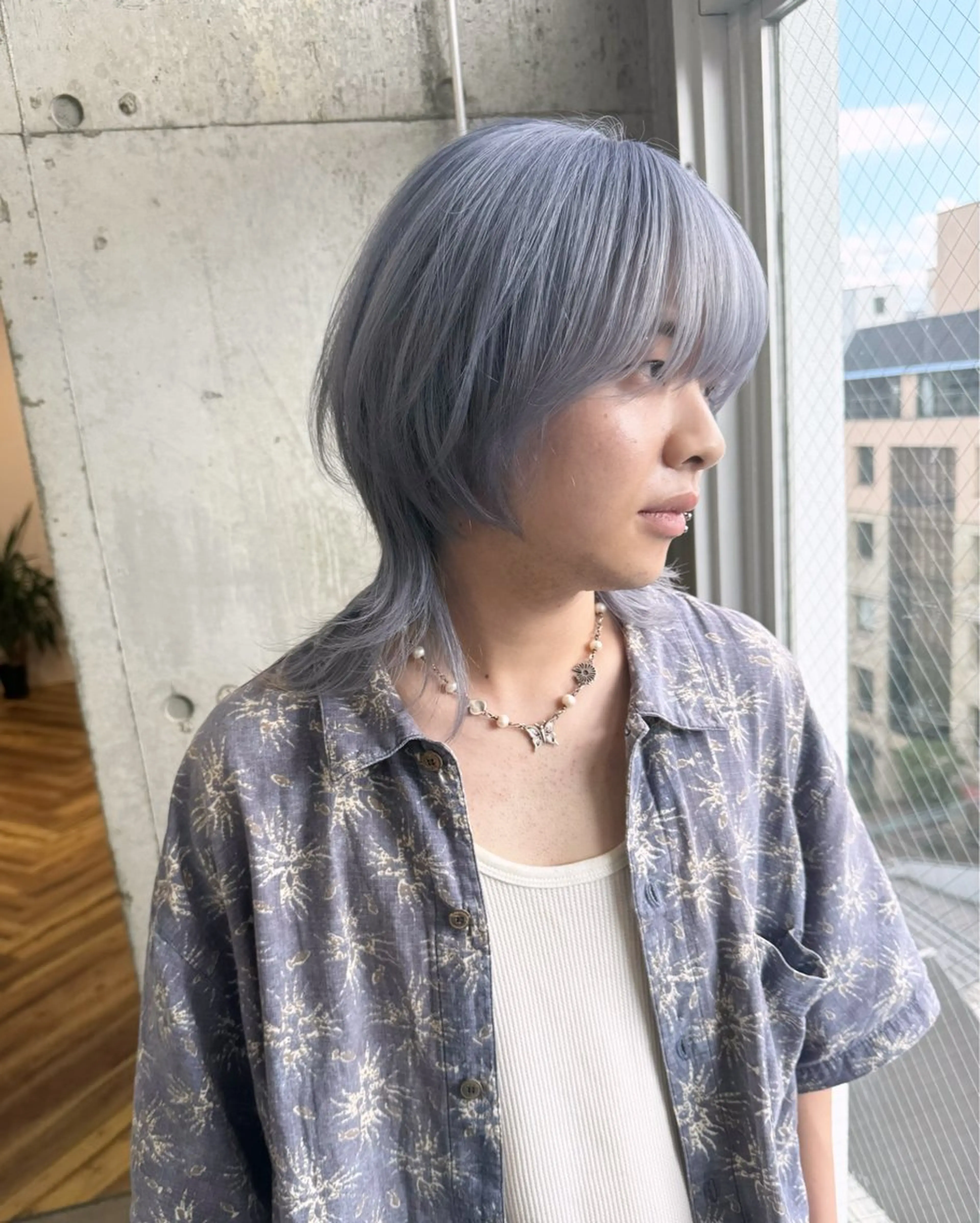 ミディアム カラー ヘアアレンジ メンズ ミディアムパーマ メンズブリーチ メンズハイライト メンズハイトーン メンズインナーカラー ヘアカラー トリートメント lani 天神大名/ブリーチのヘアスタイル