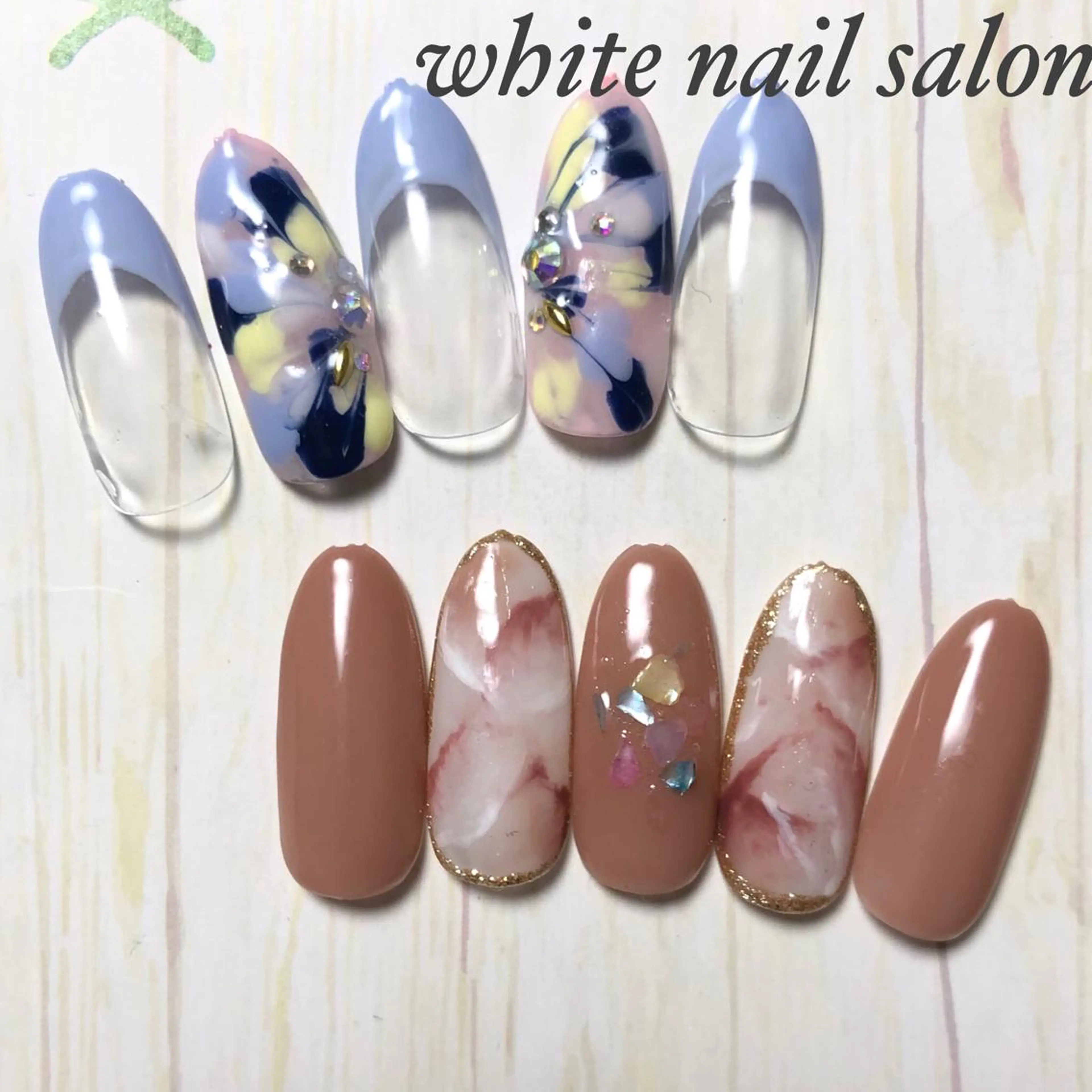 ネイル ジェルネイル ホログラムネイル 大理石ネイル(マーブル) シルバー シンプルネイル ハンドネイル white nail salonのネイルデザイン