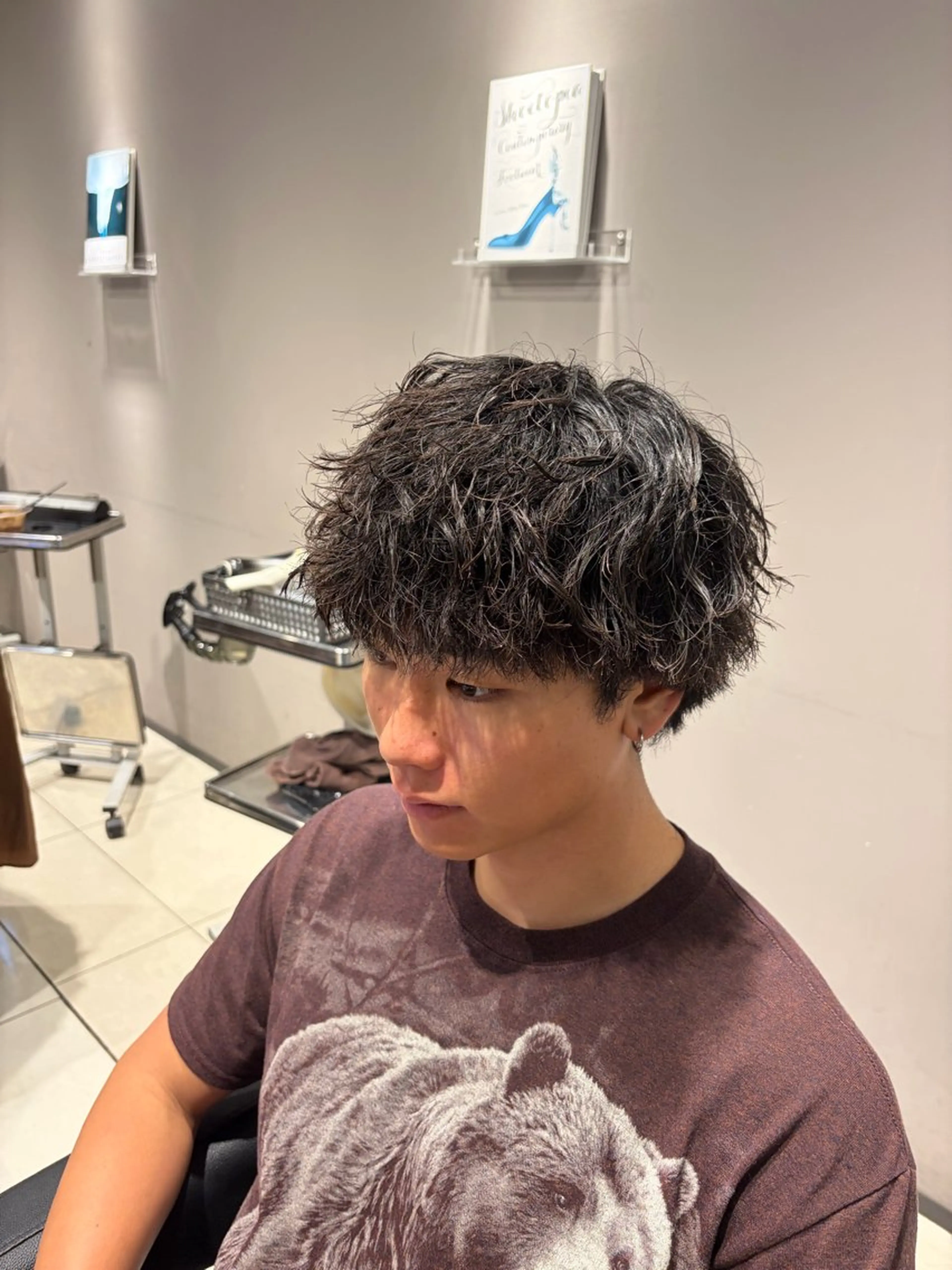 パーマ メンズ マッシュウルフ マッシュ メンズパーマ メンズウルフカット ウルフカット カット 関内/メンズ専門/ パーマ推し/菊池蒼大のヘアスタイル