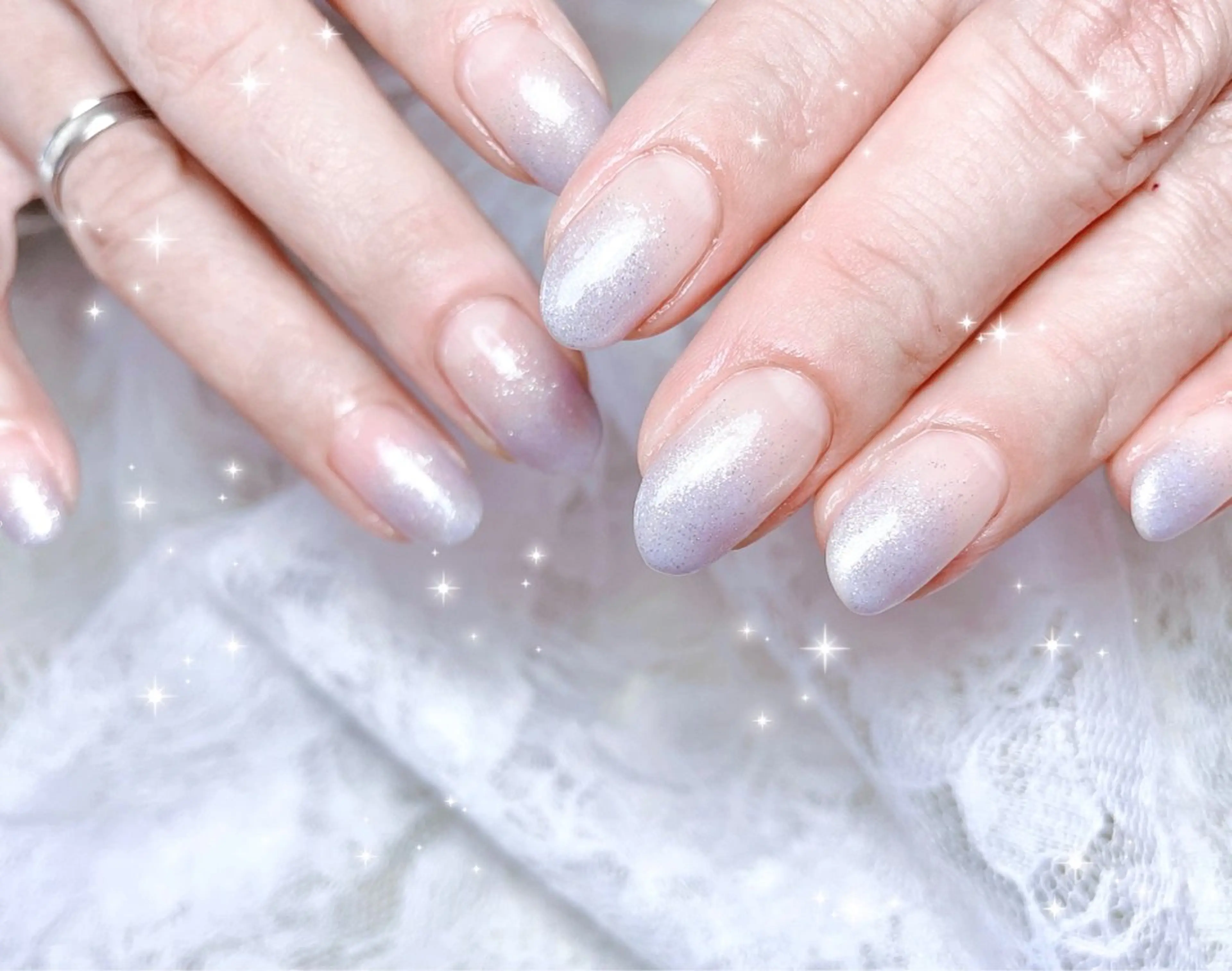 ネイル ブルー グラデーション ハンドネイル FLARE NAIL フレアネイルのネイルデザイン