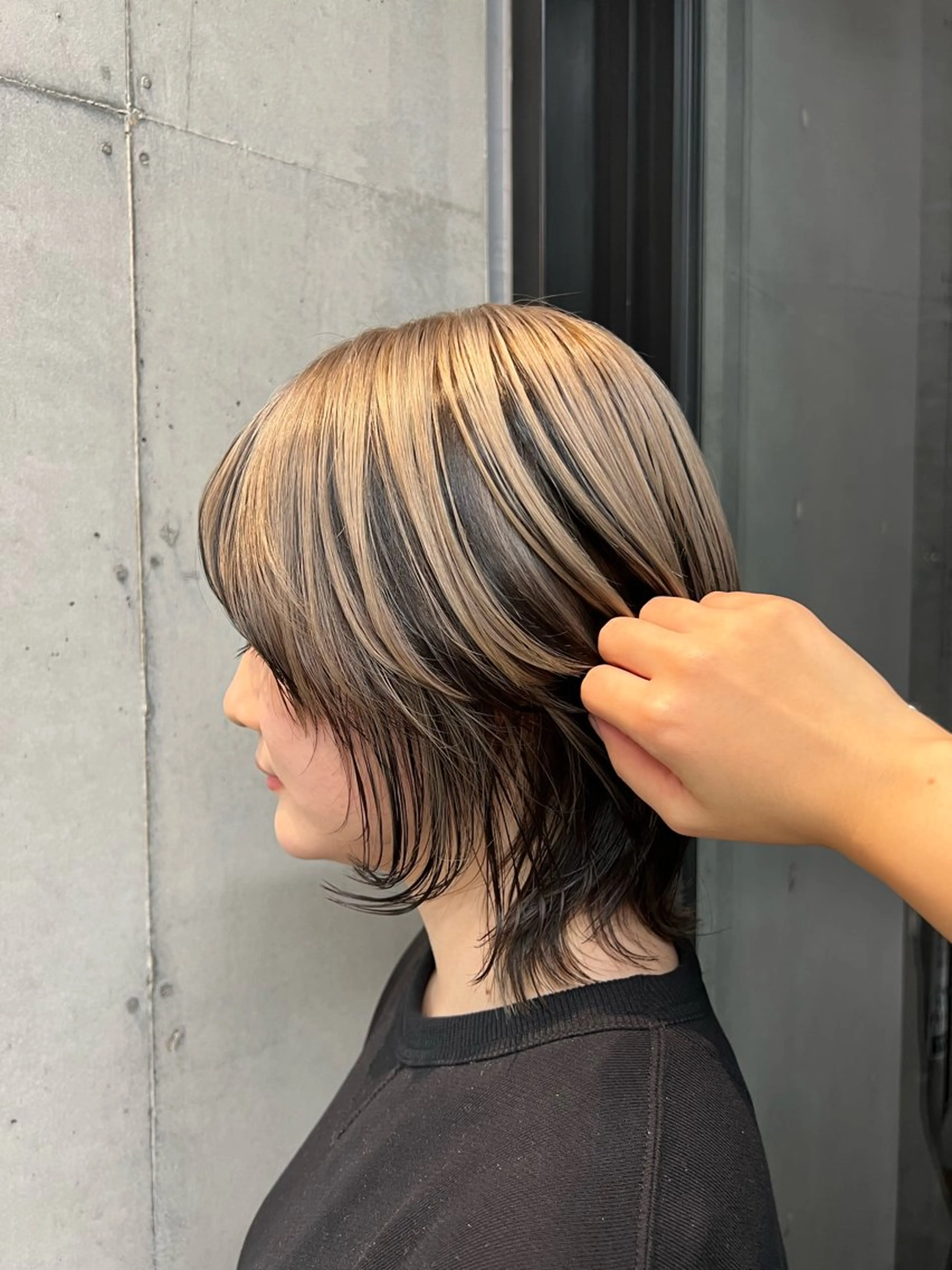ミディアム ヘアカラー カコ♡ ボブ ヘアアレンジのヘアスタイル