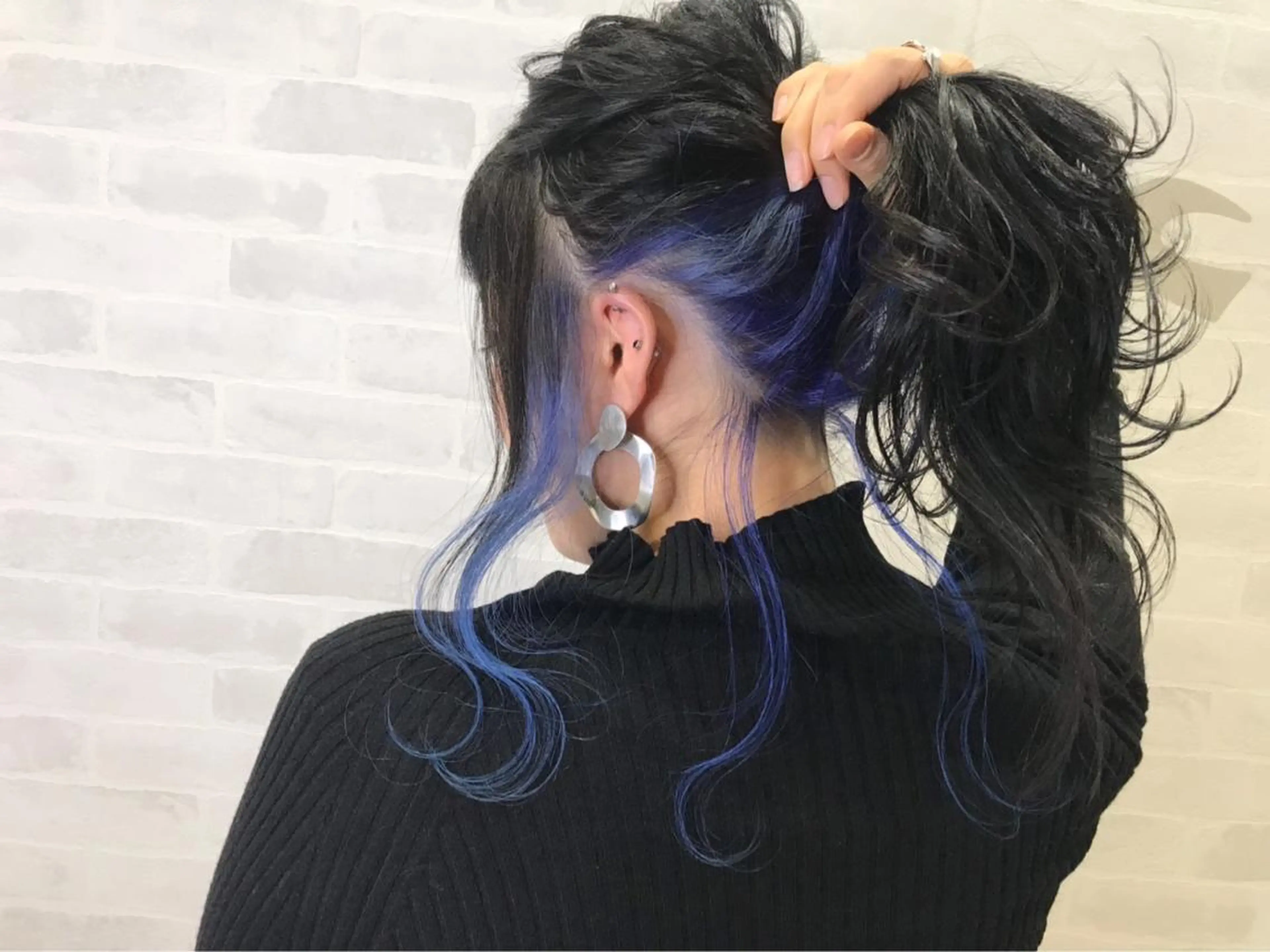 ロング カラー ヘアアレンジ 黒髪 ブルーカラー ブルーブラック インナーカラー ネイビーカラー 髪質改善/天王寺／ 🐬キヨ🐬のヘアスタイル