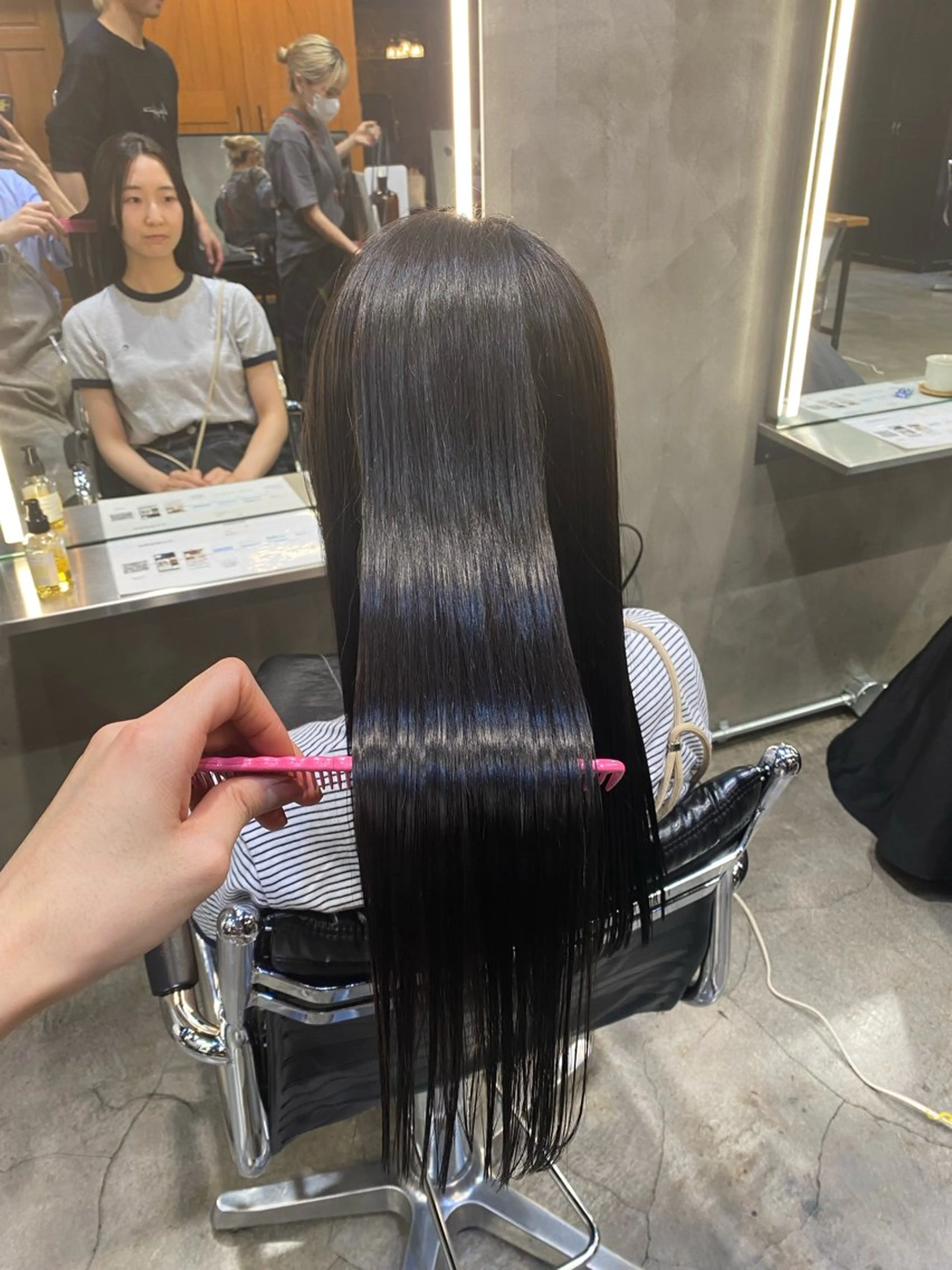 セミロング カラー 黒髪 ブルーカラー ブルーブラック イルミナカラー 髪質改善 Ms.CHARM所属・透明感カラー🌿 グレージュ🐺陽介のヘアスタイル