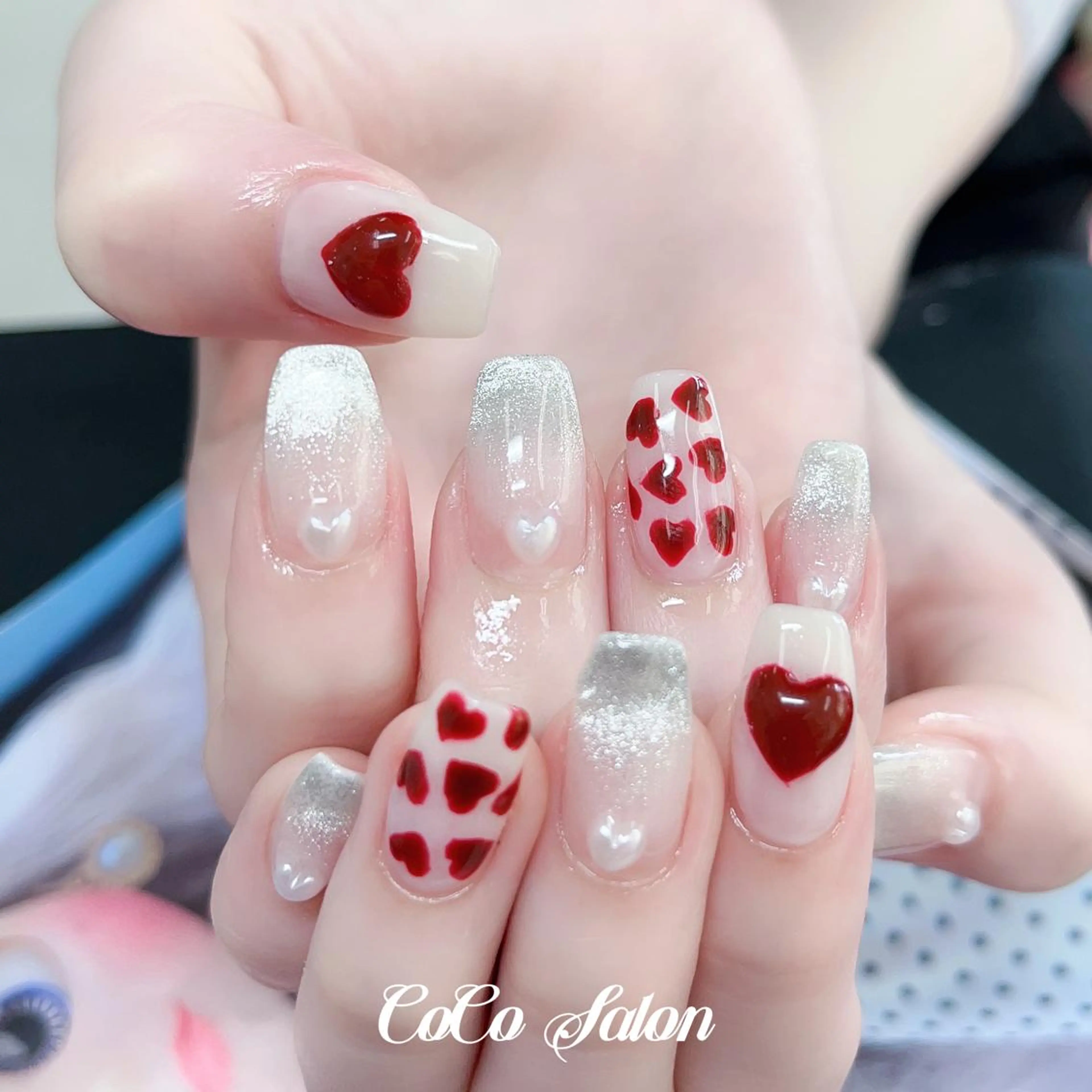 ネイル アートネイル ボルドー 長さ出し ジェルネイル グラデーション ハンドネイル CoCoSalon ネイル/まつ毛予約のネイルデザイン