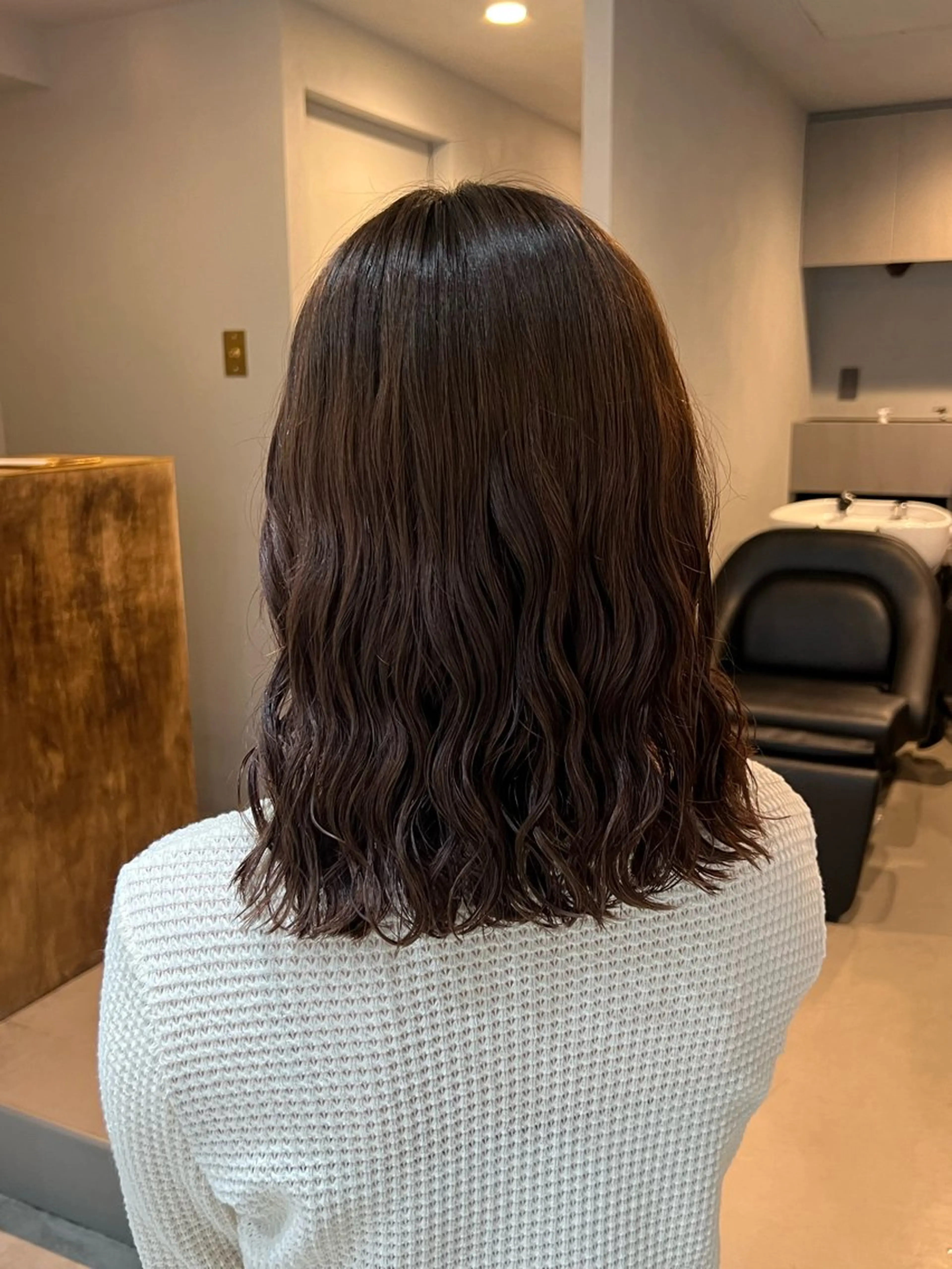セミロング カラー パーマ カット ヘアカラー パーマ 【arc】akane オリーブ/ベージュのヘアスタイル