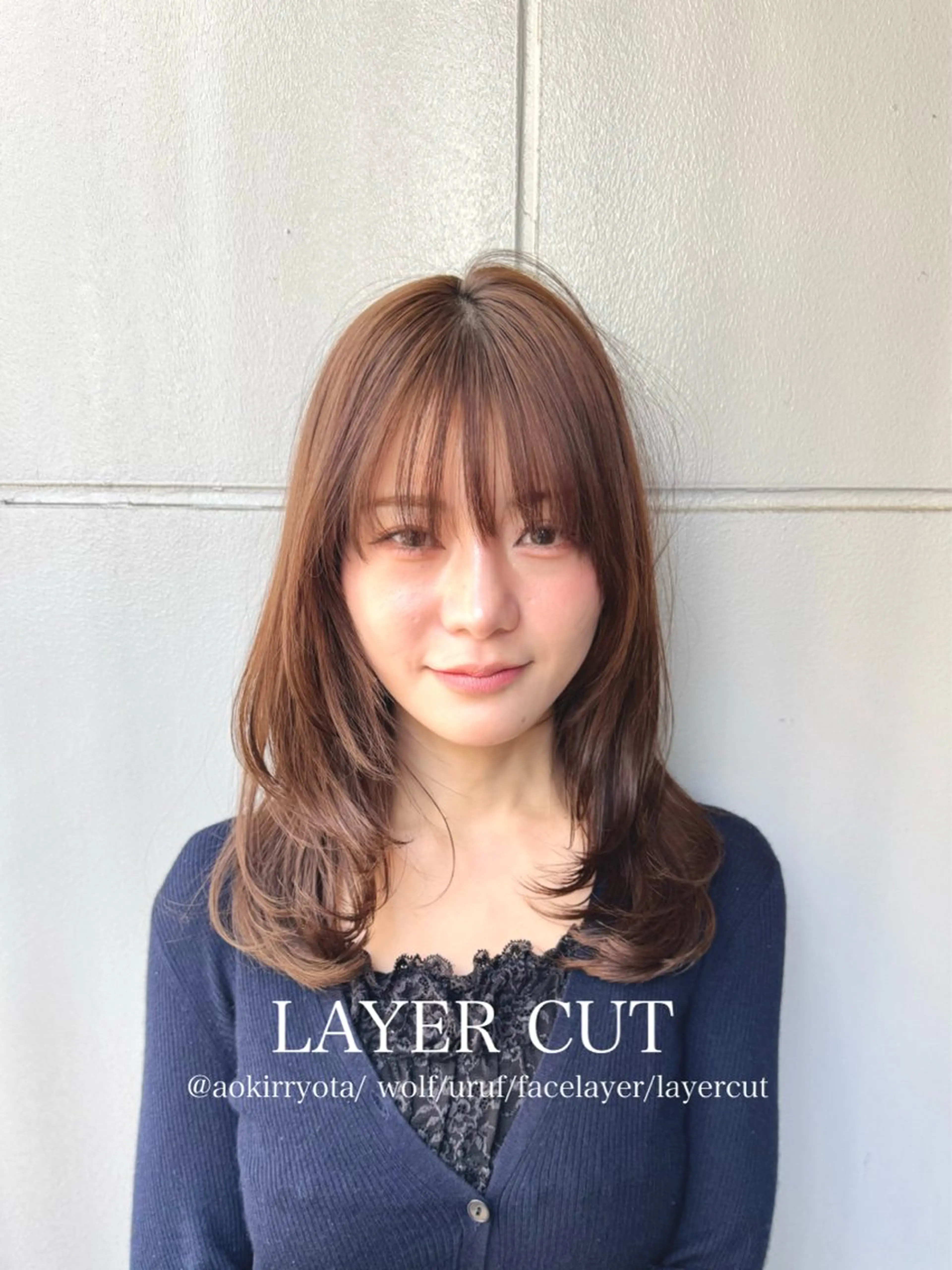 ミディアム カラー ブラウンカラー 透明感カラー ラベンダーカラー ラベンダーブラウン レイヤーカット SALOWIN新宿三丁目【サロウィン】所属・ハッシュレイヤー💐 透明感カラー💐青木のヘアスタイル