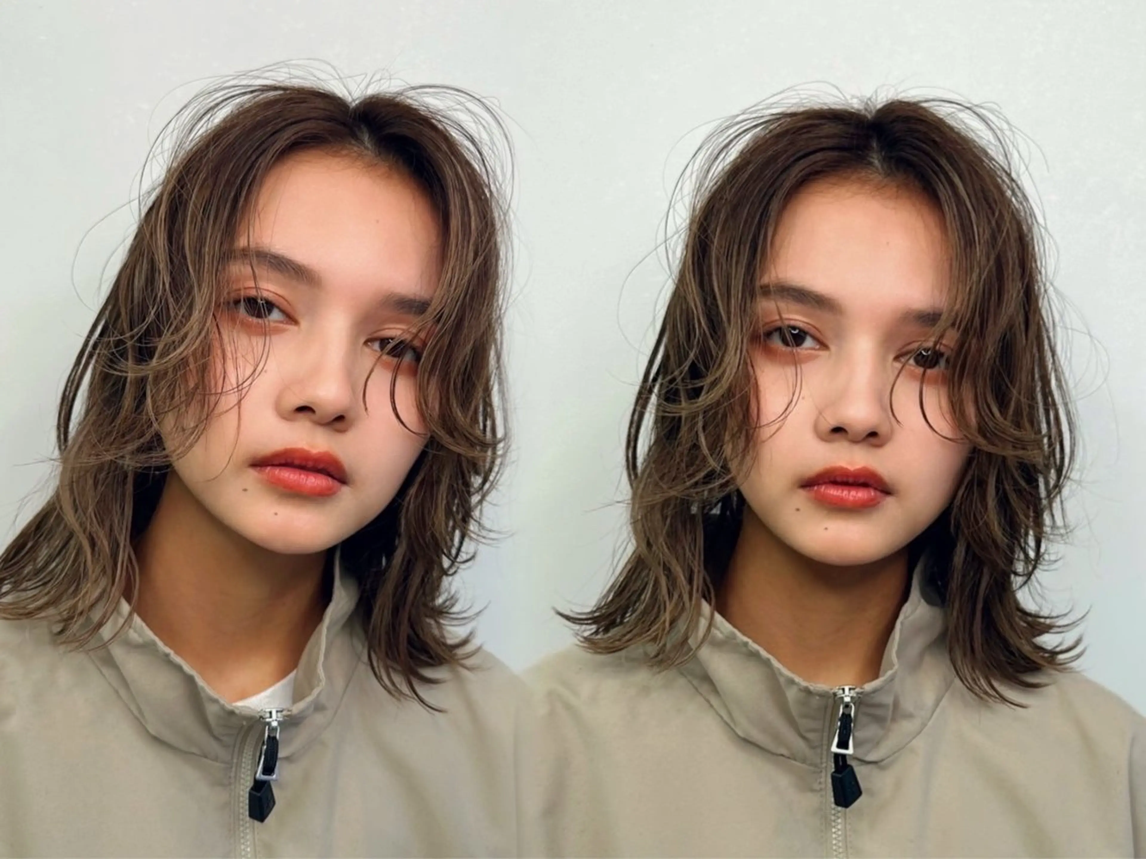 ミディアム パーマ ミディアムパーマ ニュアンスパーマ カット ヘアカラー パーマ トリートメント パーマ＊ 顔まわり似合わせのヘアスタイル