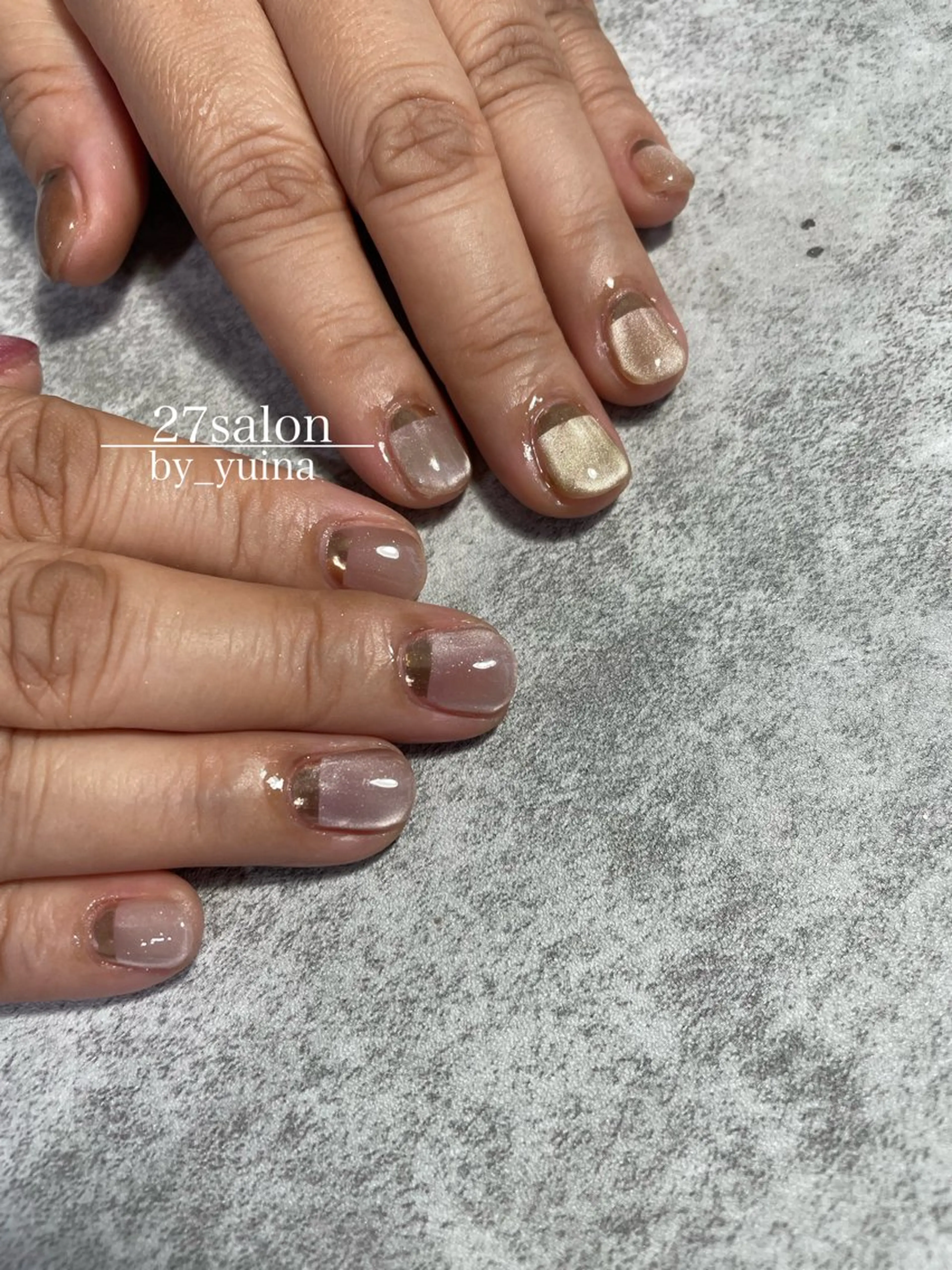 ネイル 氷ネイル・うるうるネイル マグネットネイル ハンドネイル 27salon yuinaのネイルデザイン