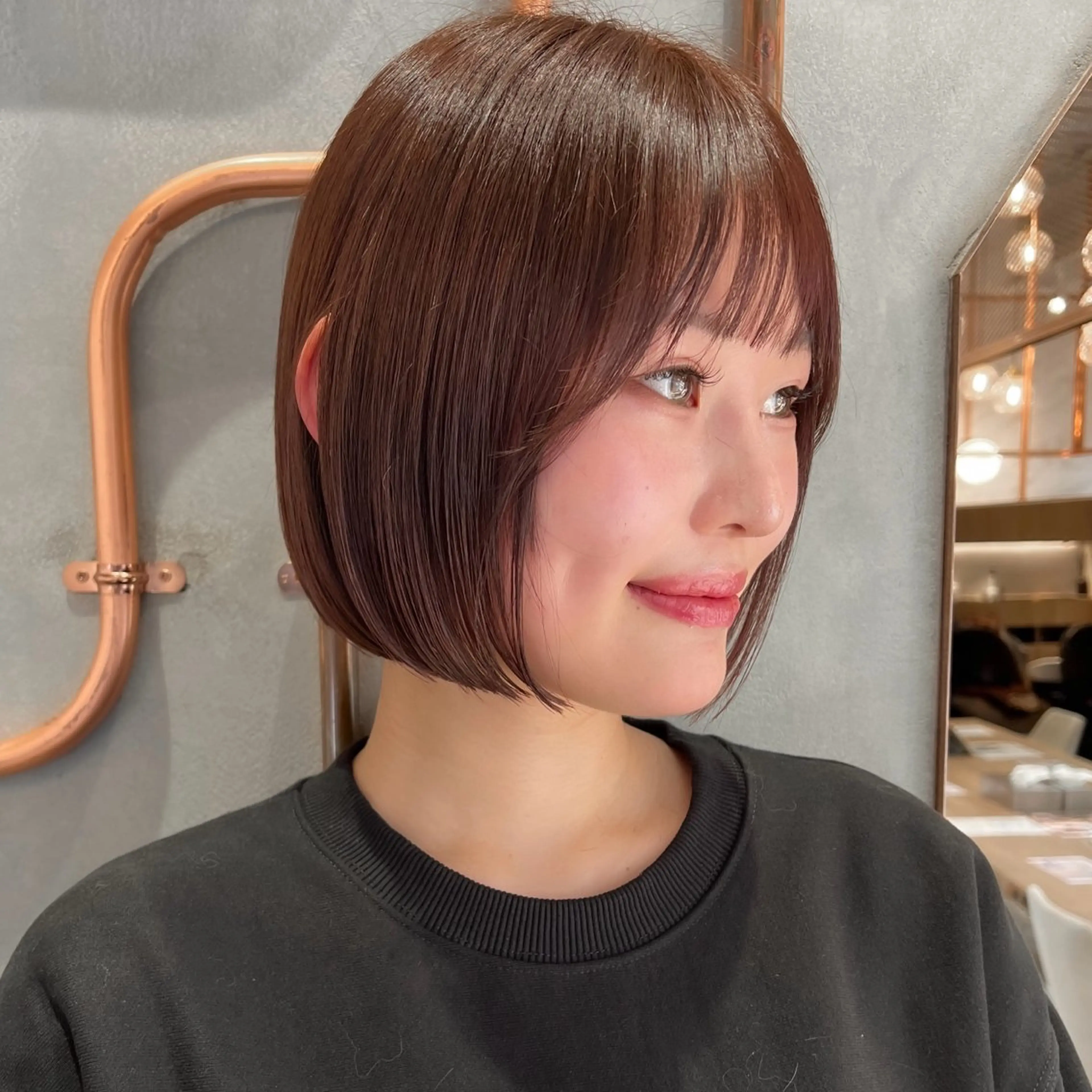 ショート カラー ボブ/巻ける縮毛矯正 /韓国レイヤーはなのヘアスタイル