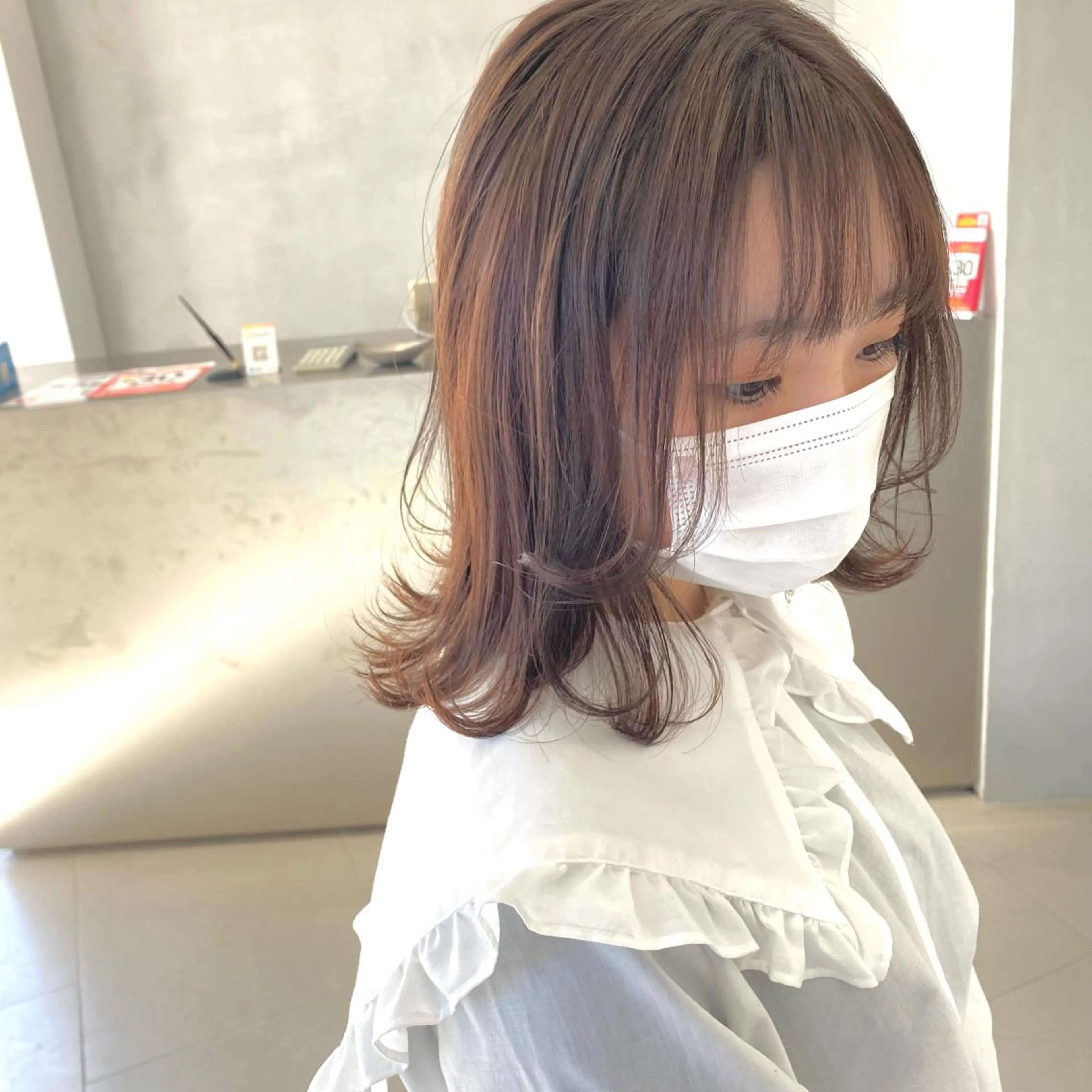 セミロング カラー ベージュカラー ラベンダーカラー ラベンダーベージュ 谷合 貴志のヘアスタイル