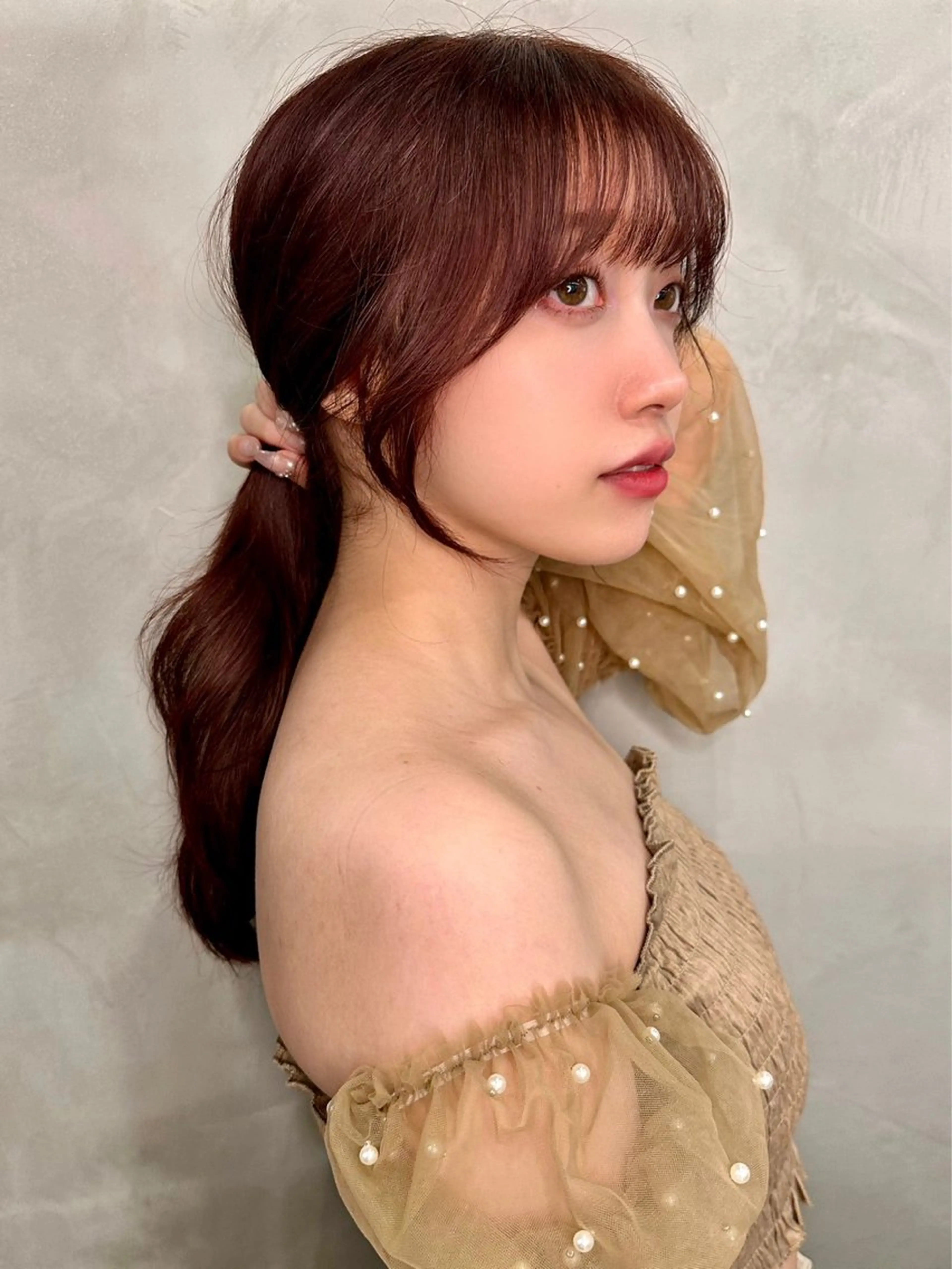 ミディアム カラー ヘアアレンジ ボブ 顔周りカット 韓国風ヘア レイヤーカット ショート特化/ 似合わせカット/高津のヘアスタイル