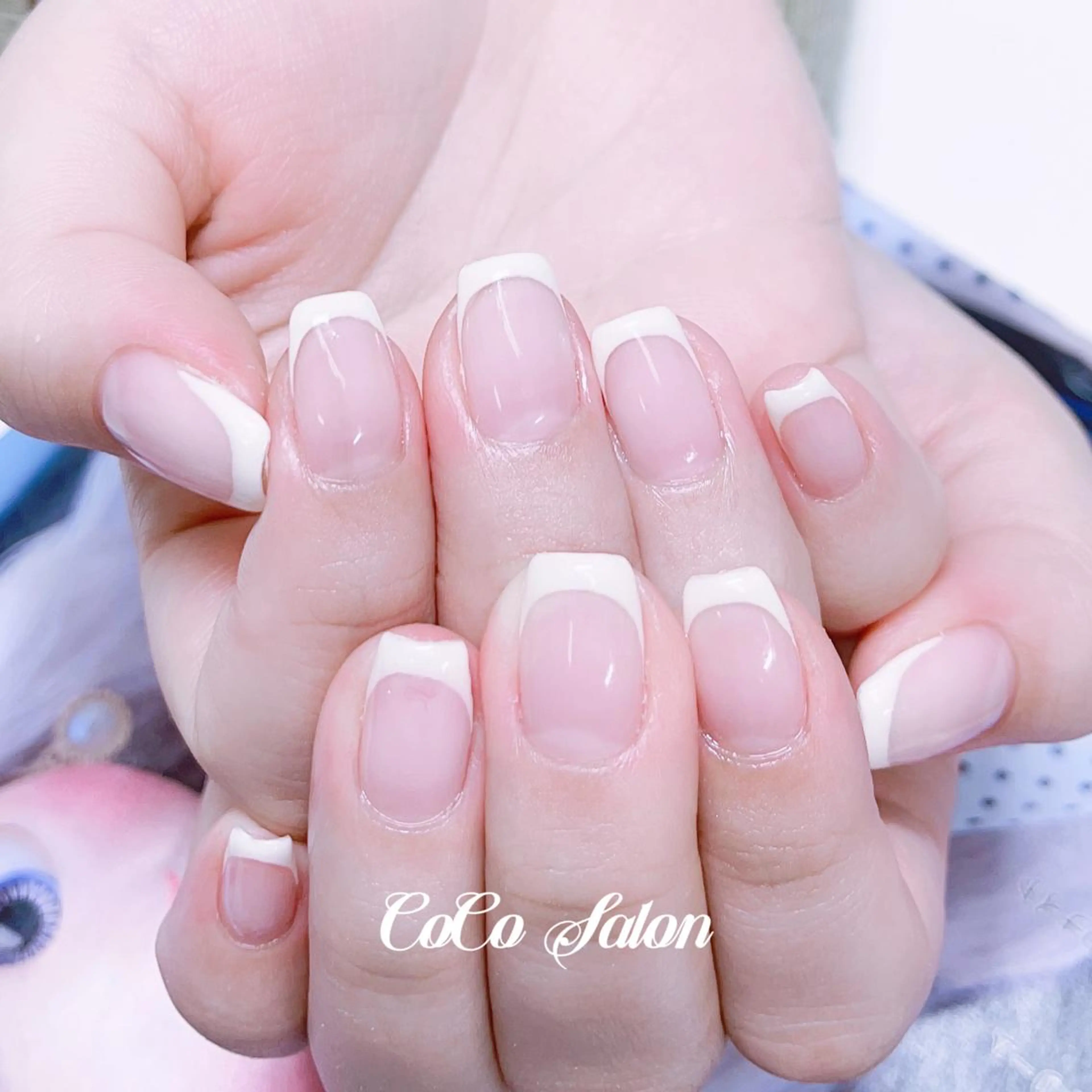 ネイル 長さ出し フレンチネイル ジェルネイル 韓国ネイル オフィスネイル ハンドネイル CoCoSalon ネイル/まつ毛予約のネイルデザイン