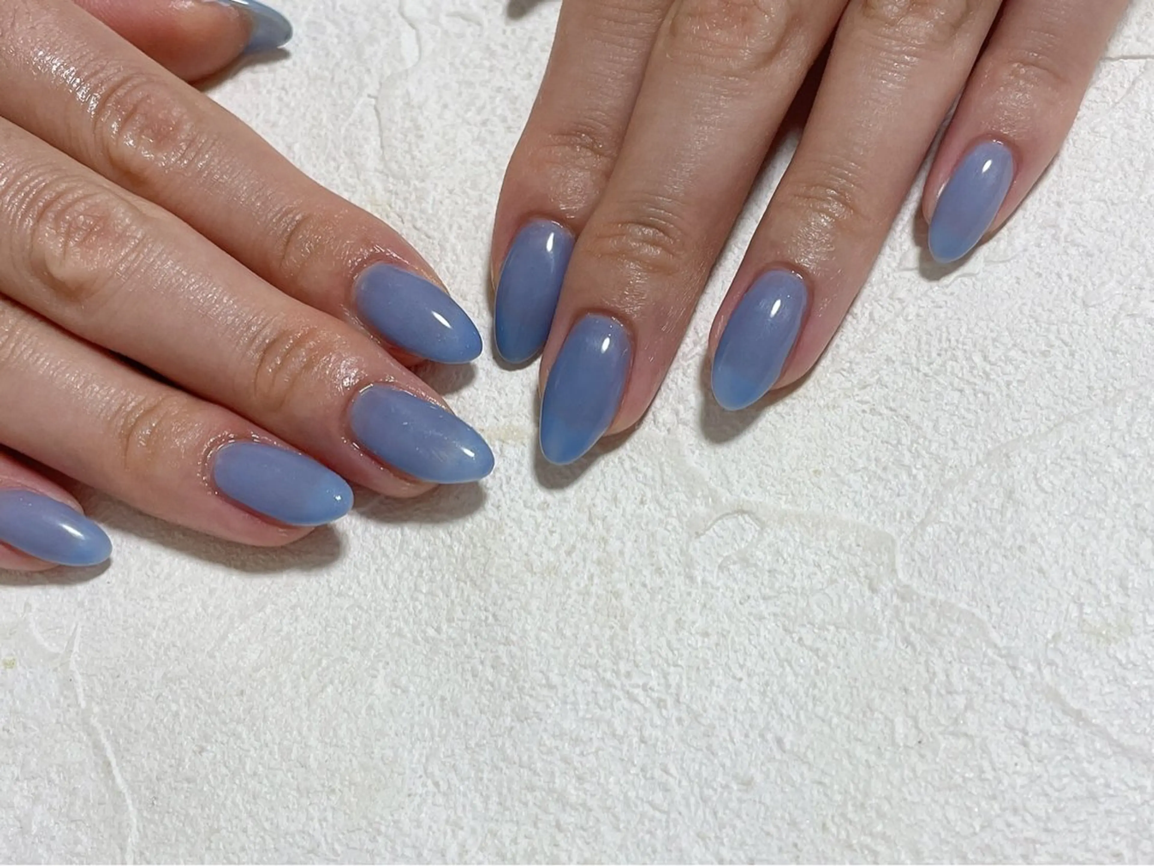 ネイル オーロラネイル ブルー フットネイル フレンチネイル ジェルネイル ハンドネイル Mogu nail 二子玉川のネイルデザイン