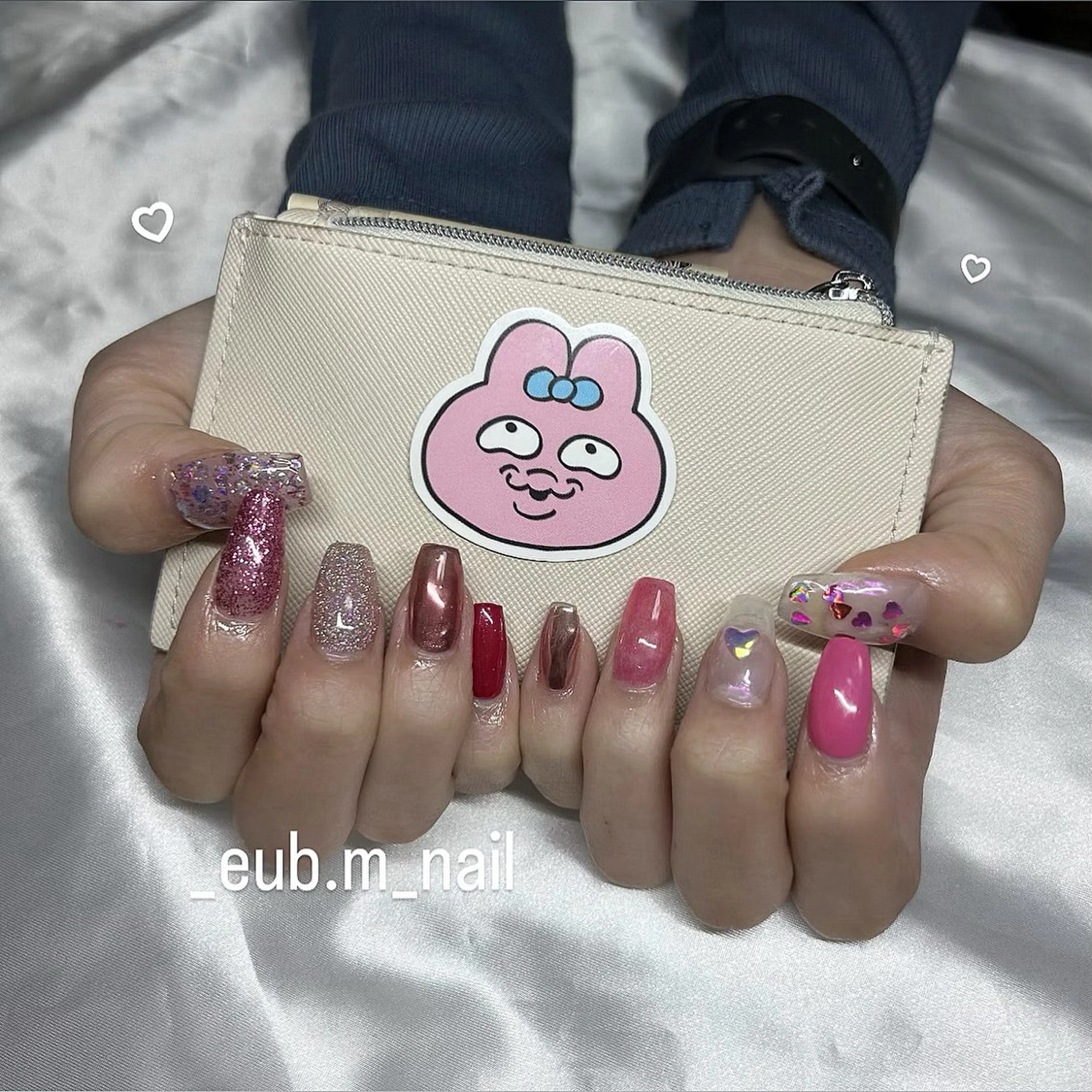 ネイル オーロラネイル フラッシュネイル ミラーネイル ワンカラーネイル ピンク 深夜ネイルサロン eub.m_nailのネイルデザイン