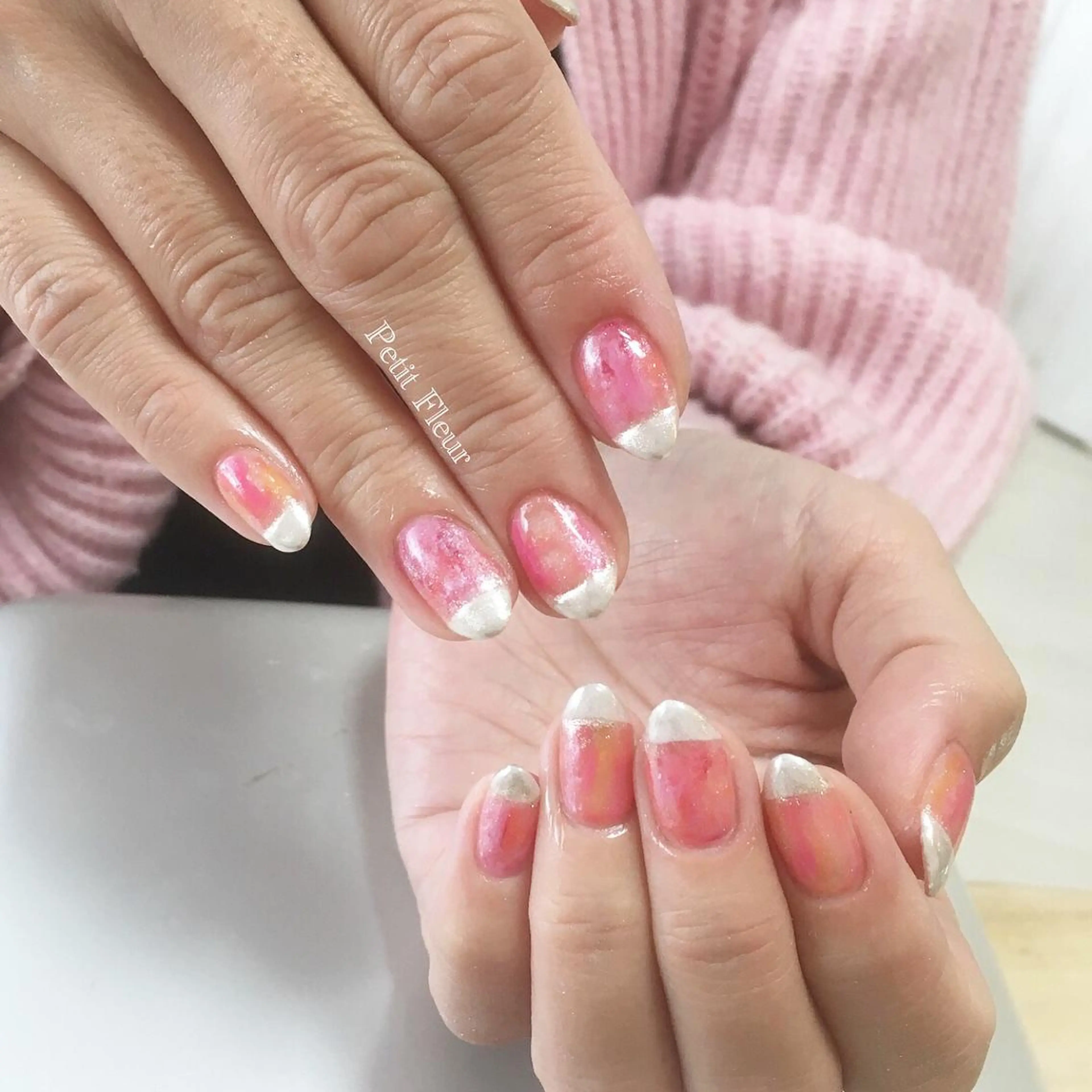 ネイル ミラーネイル ニュアンスネイル 春ネイル Petit Fleur所属・青柳 亜梨奈のマツエク・マツパデザイン