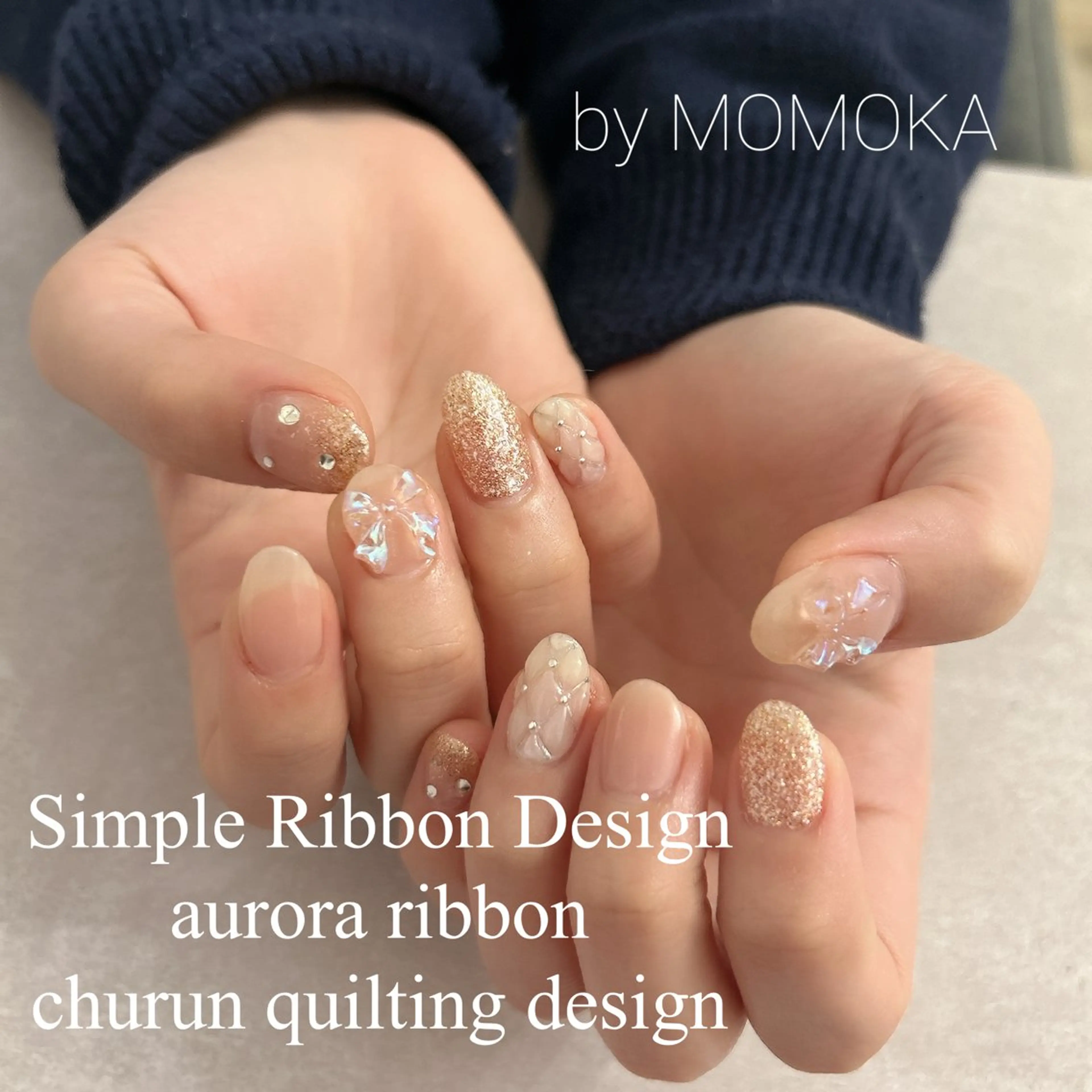 ネイル リボン ハンドネイル momoka_nails所属・Momo Nailsのネイルデザイン