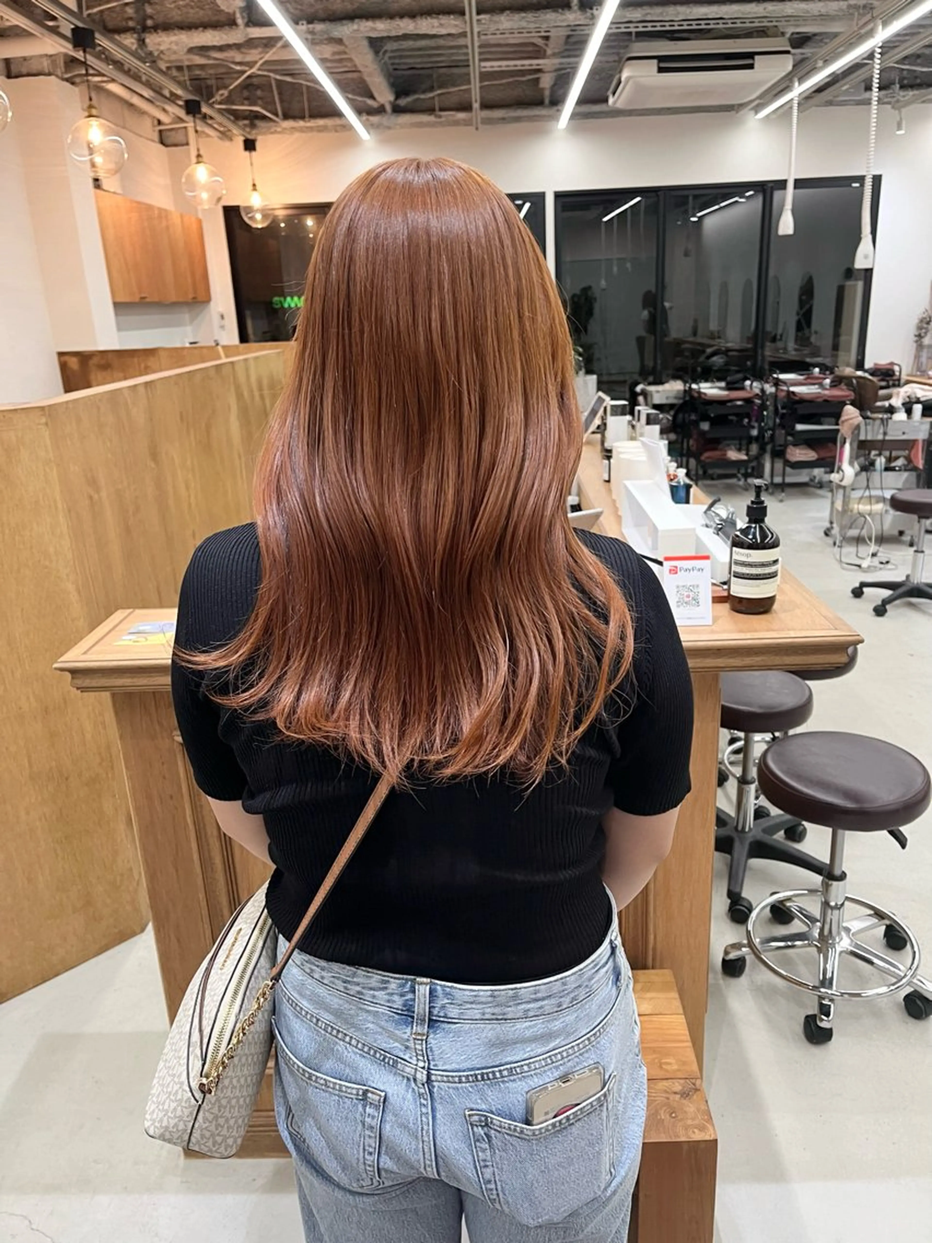 セミロング カラー ヘアアレンジ ブリーチ ダブルカラー ブリーチなしカラー カット ヘアカラー トリートメント ena/ブリーチなし 暖色・ベージュ🎀のヘアスタイル