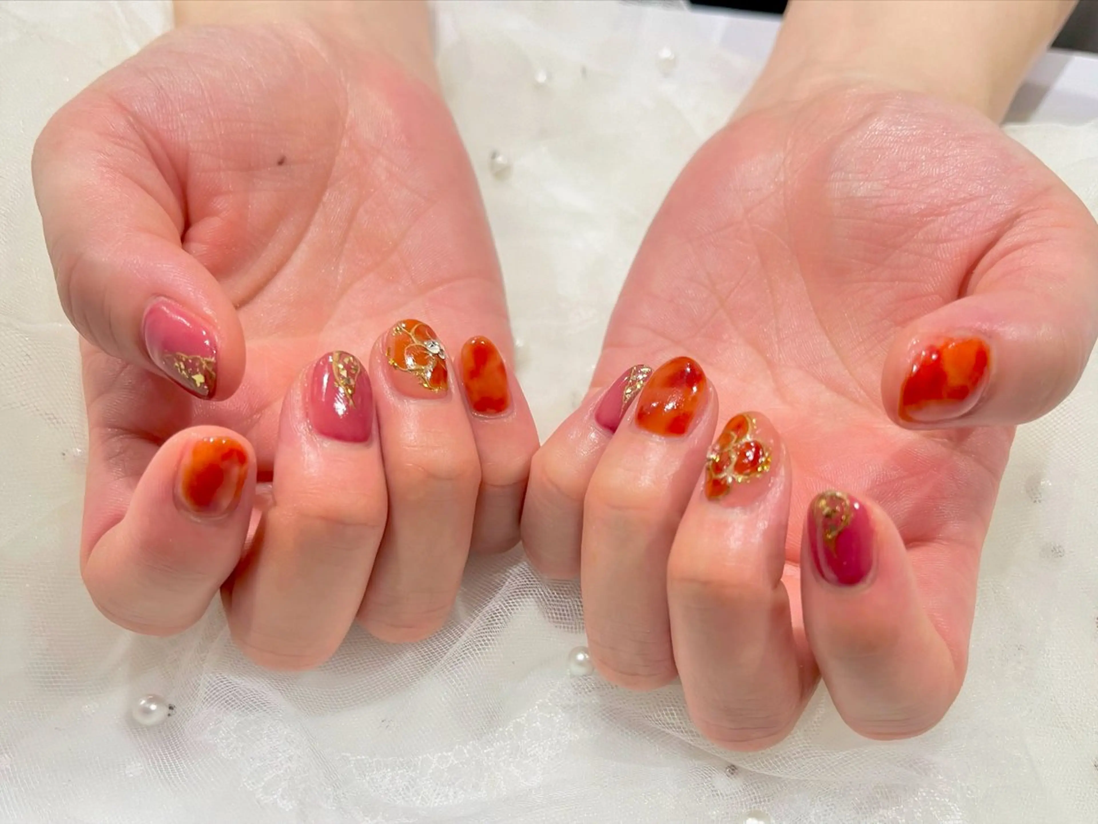 ネイル べっ甲ネイル フラワーネイル ハンドネイル Nail salon Cielel⟡Ayaのネイルデザイン