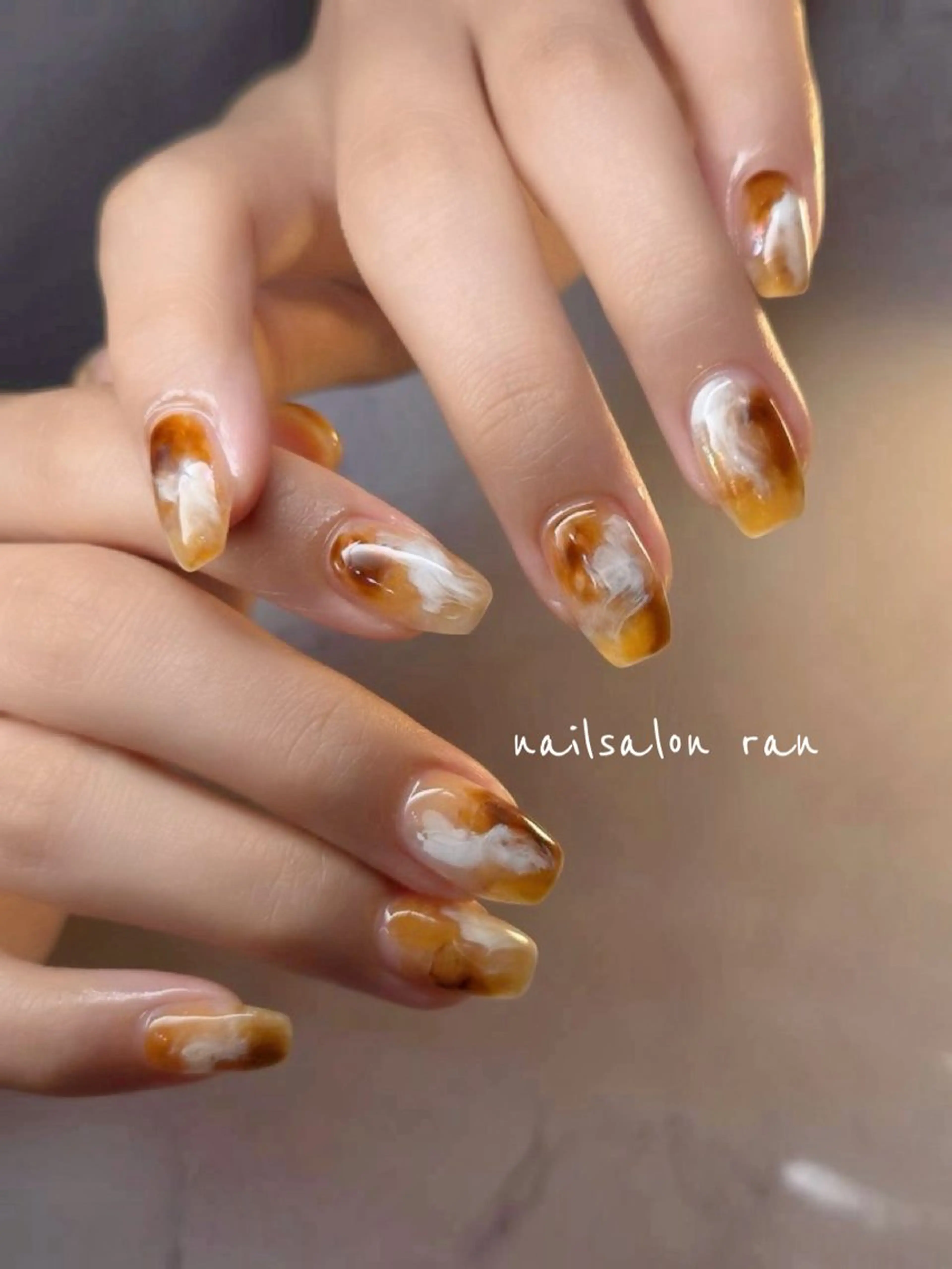 ネイル べっ甲ネイル ハンドネイル ハンドケア nailsalon ranのネイルデザイン