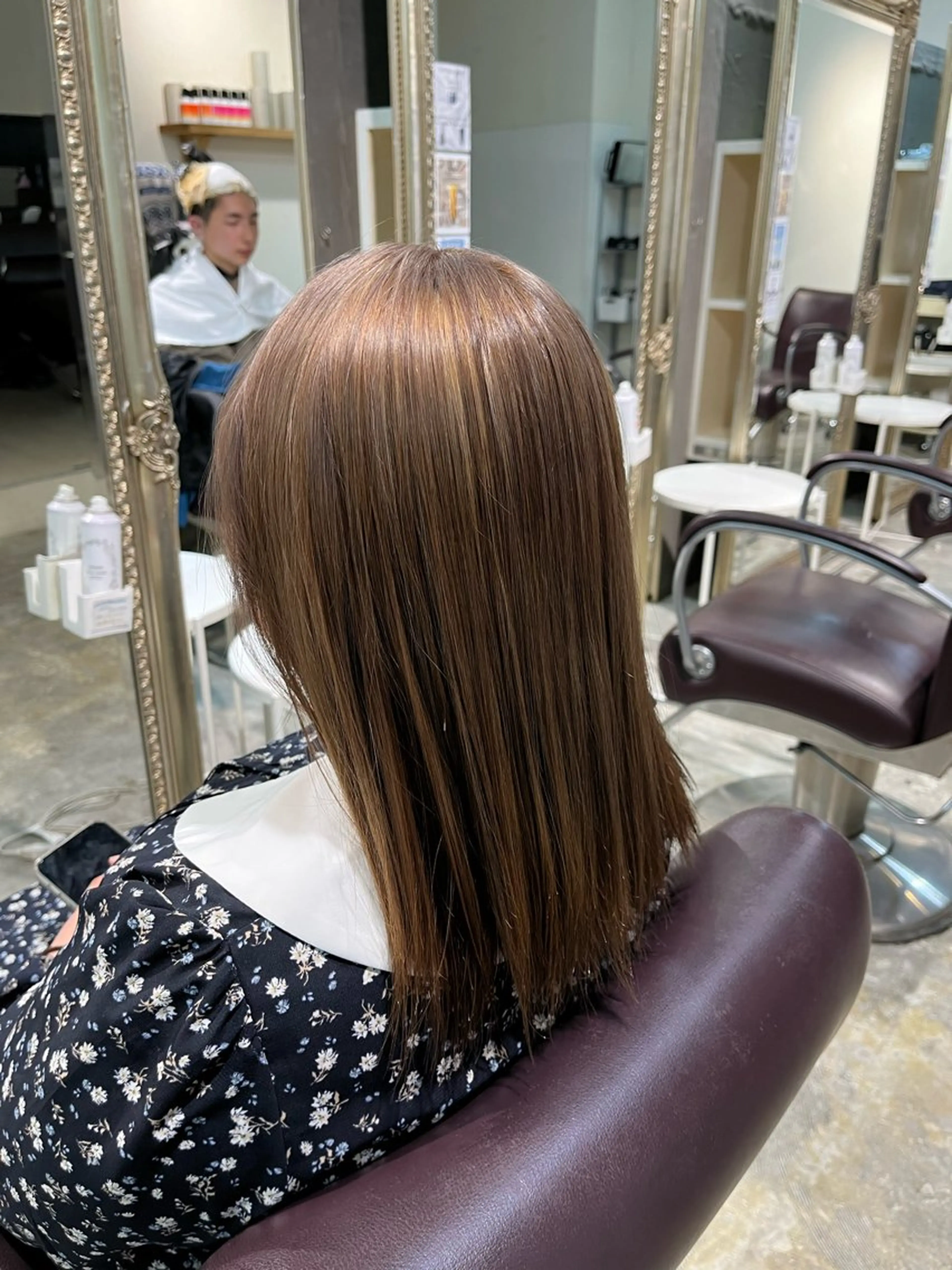 セミロング カラー 暖色さら艶カラー🌙 髪質改善yuzukiのヘアスタイル