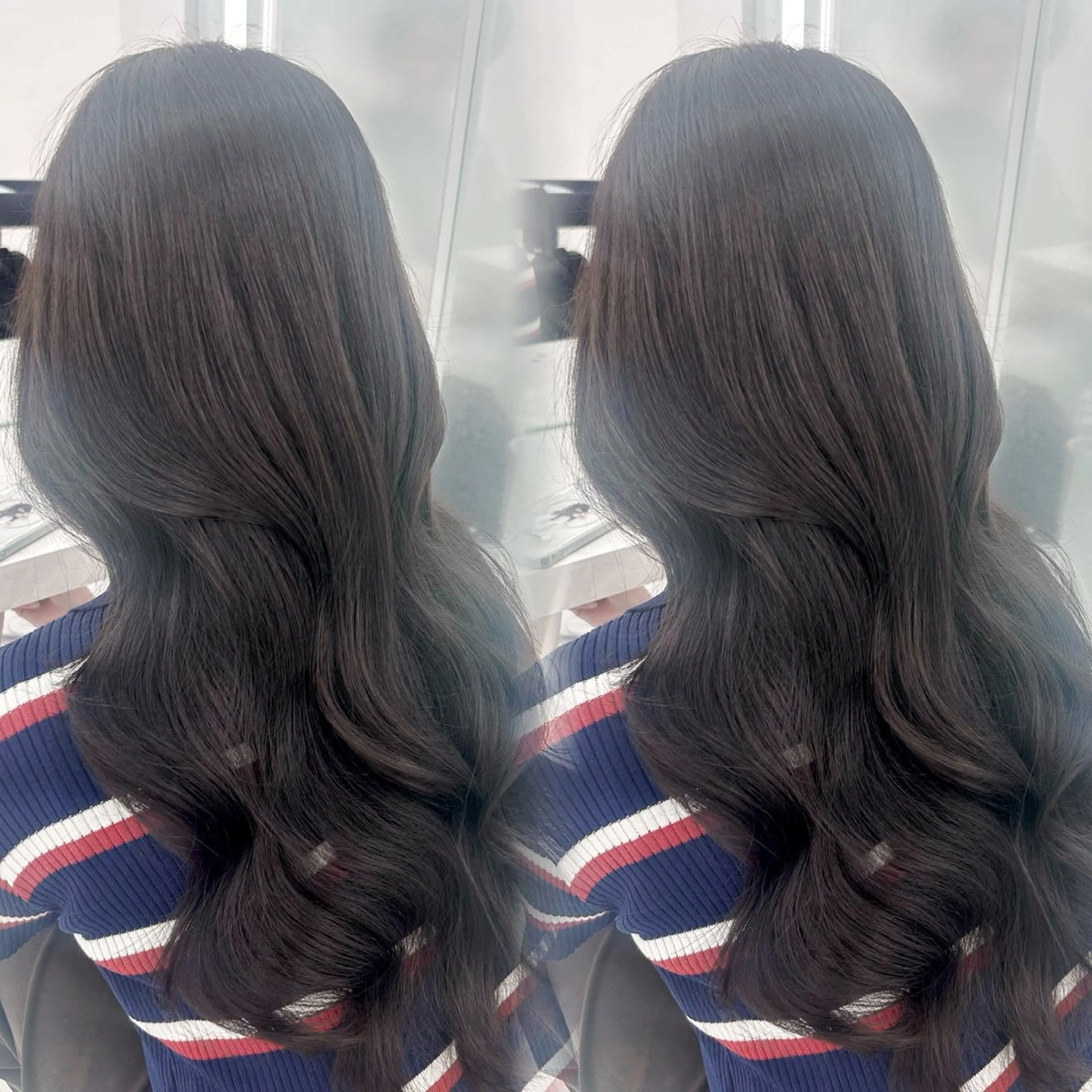 ロング カラー ヘアアレンジ ベージュカラー 透明感カラー 顔まわりレイヤー 顔周りカット 韓国風ヘア カット ヘアカラー トリートメント COAPLUS立川所属・前髪/顔周り 透明感カラーとどさんのヘアスタイル