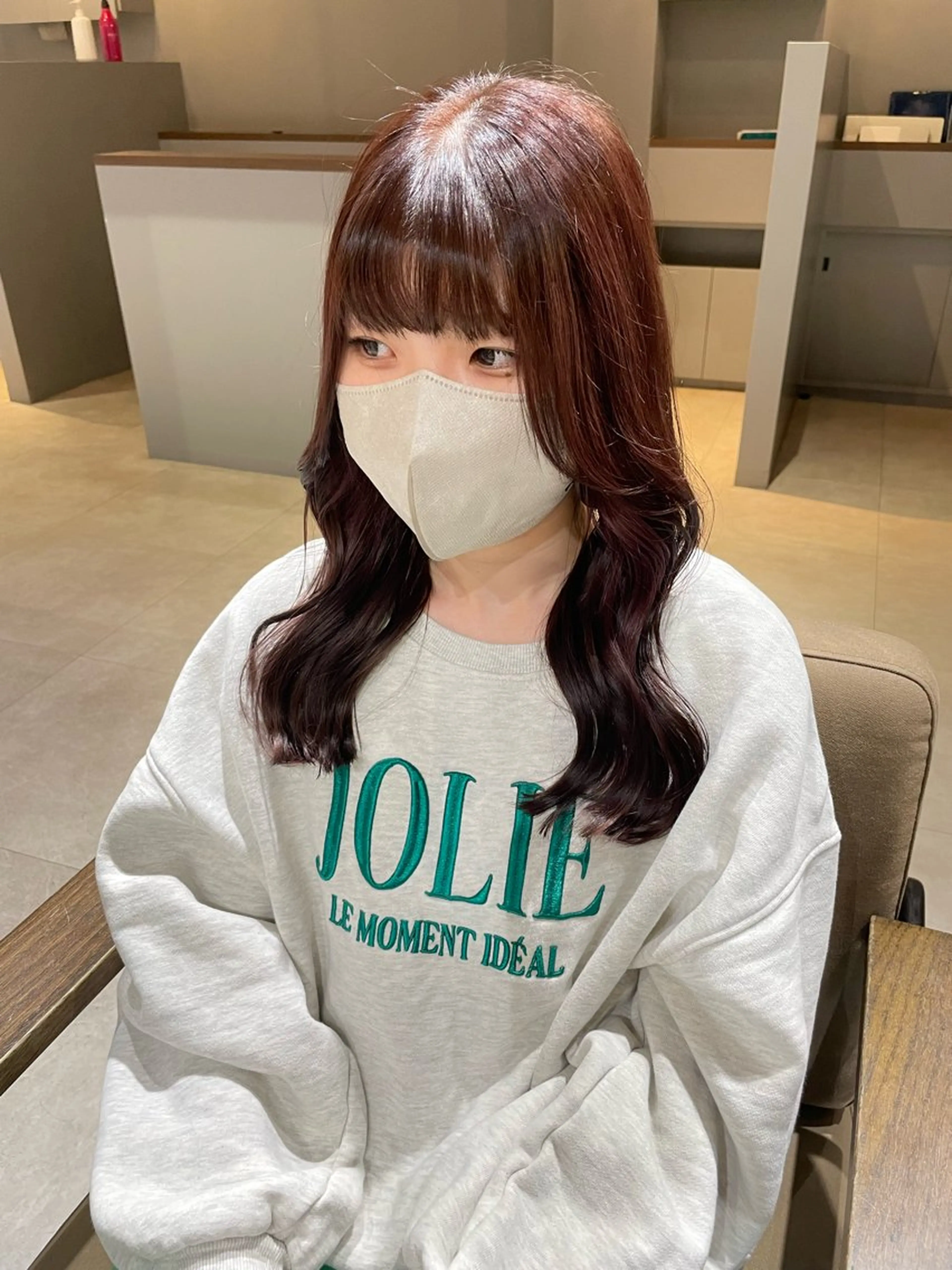 ロング カラー ブラウンカラー ピンクカラー ピンクブラウン カット ヘアカラー エマ ピボット 中川店所属・富原崇太/ 透明感カラー/韓国風のヘアスタイル