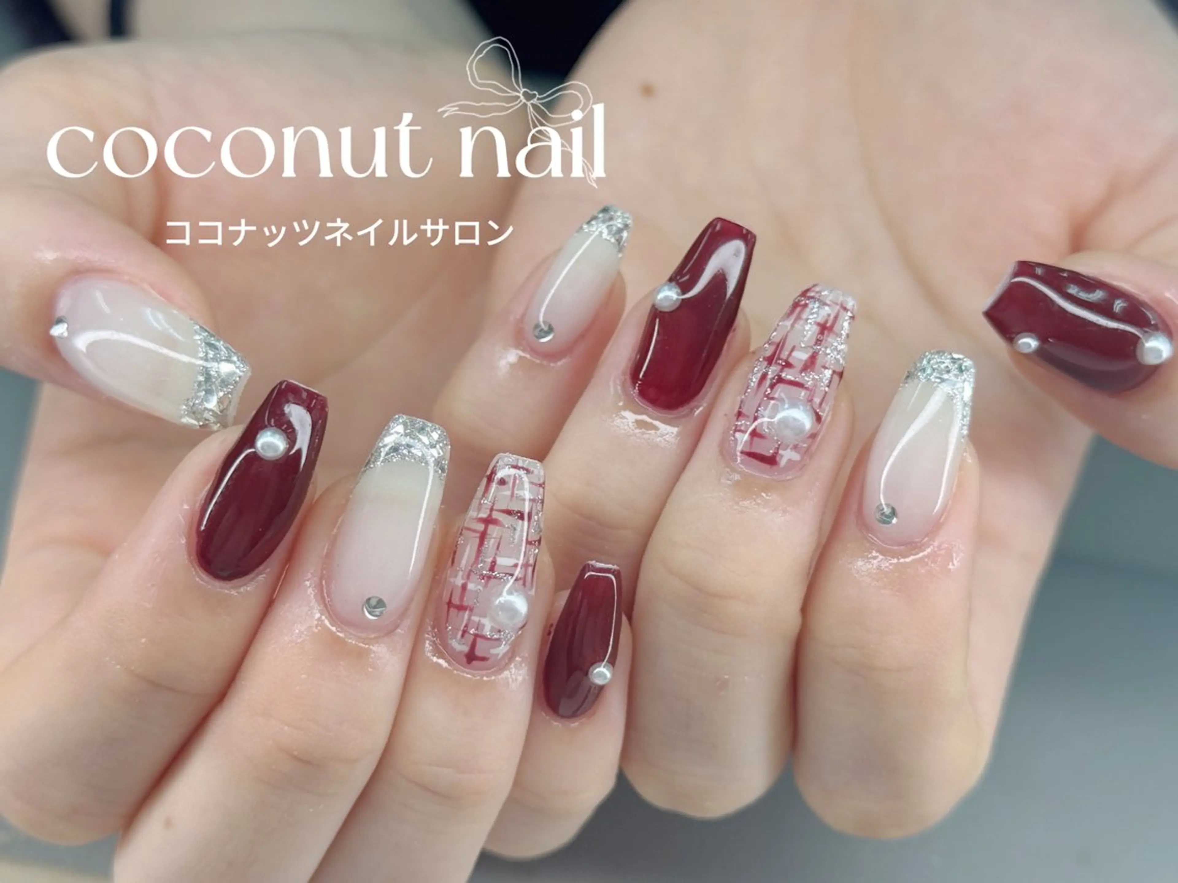 ネイル べっ甲ネイル フレンチネイル キラキラネイル マグネットネイル 大理石ネイル(マーブル) ハンドネイル 神田 ココナッツのネイルデザイン