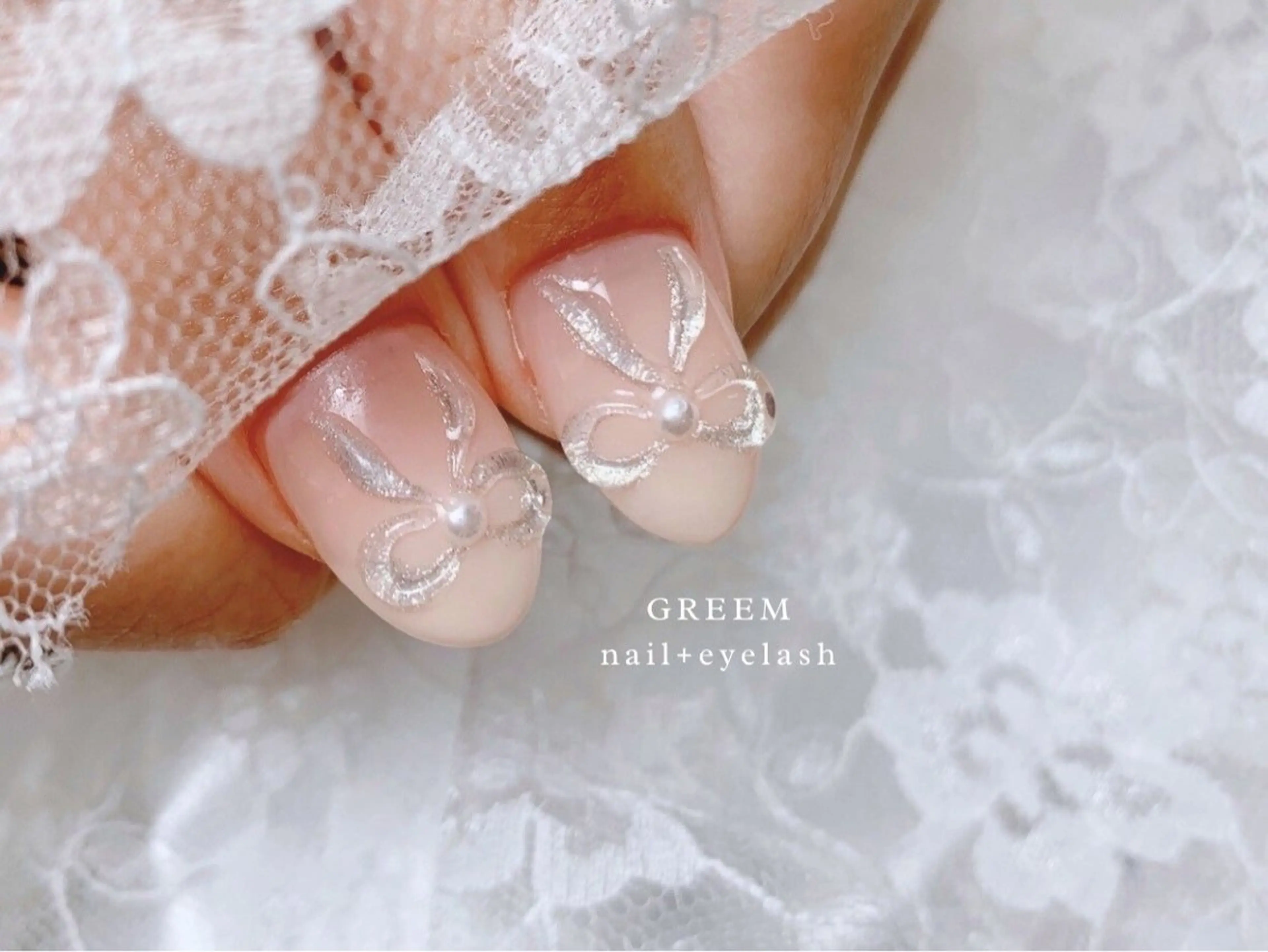 ネイル ガーリー リボン ハンドネイル GREEM グリームのネイルデザイン