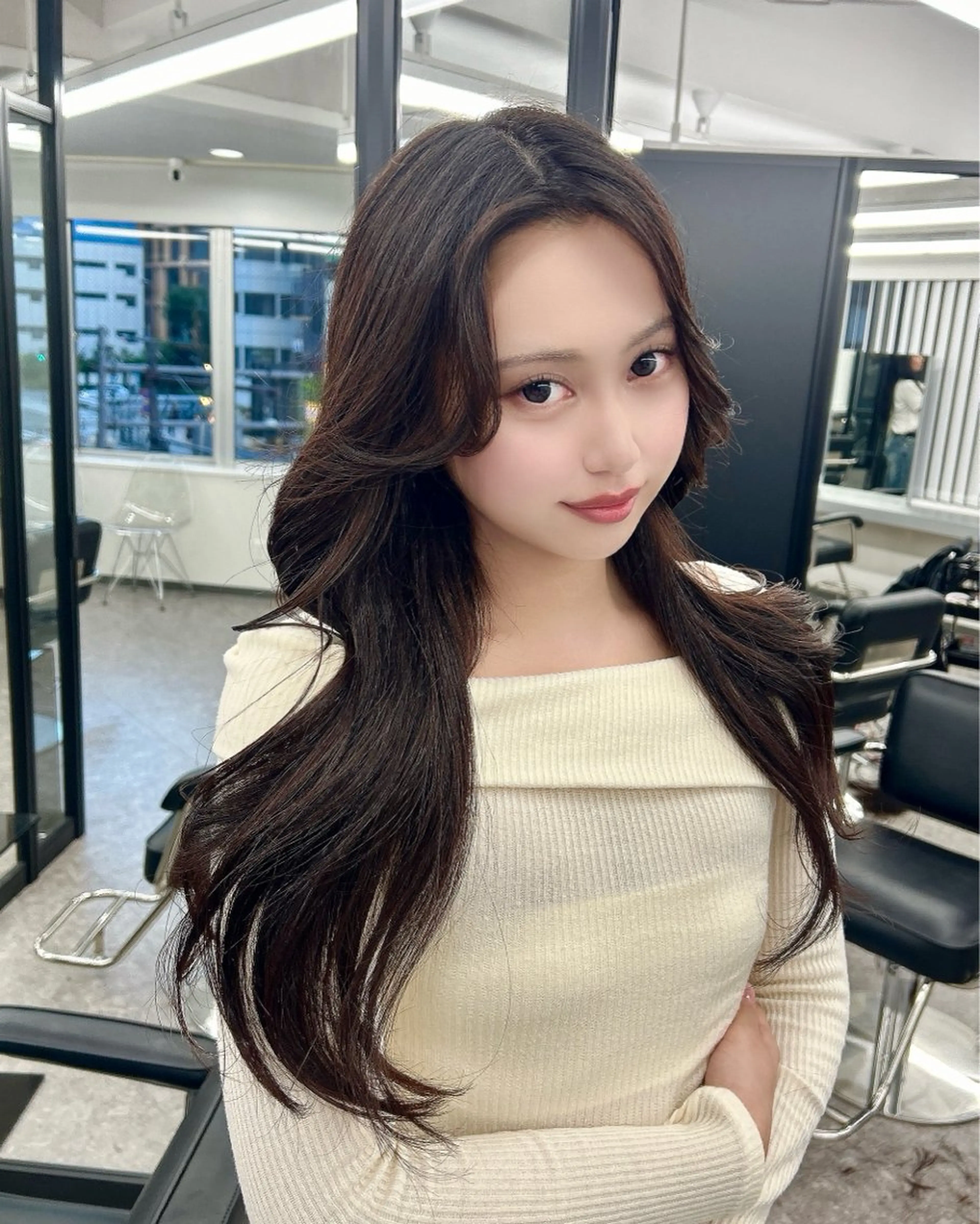 ロング レイヤーカット カット LANDS所属・nanaka 🤍韓国ワンホンヘアのヘアスタイル