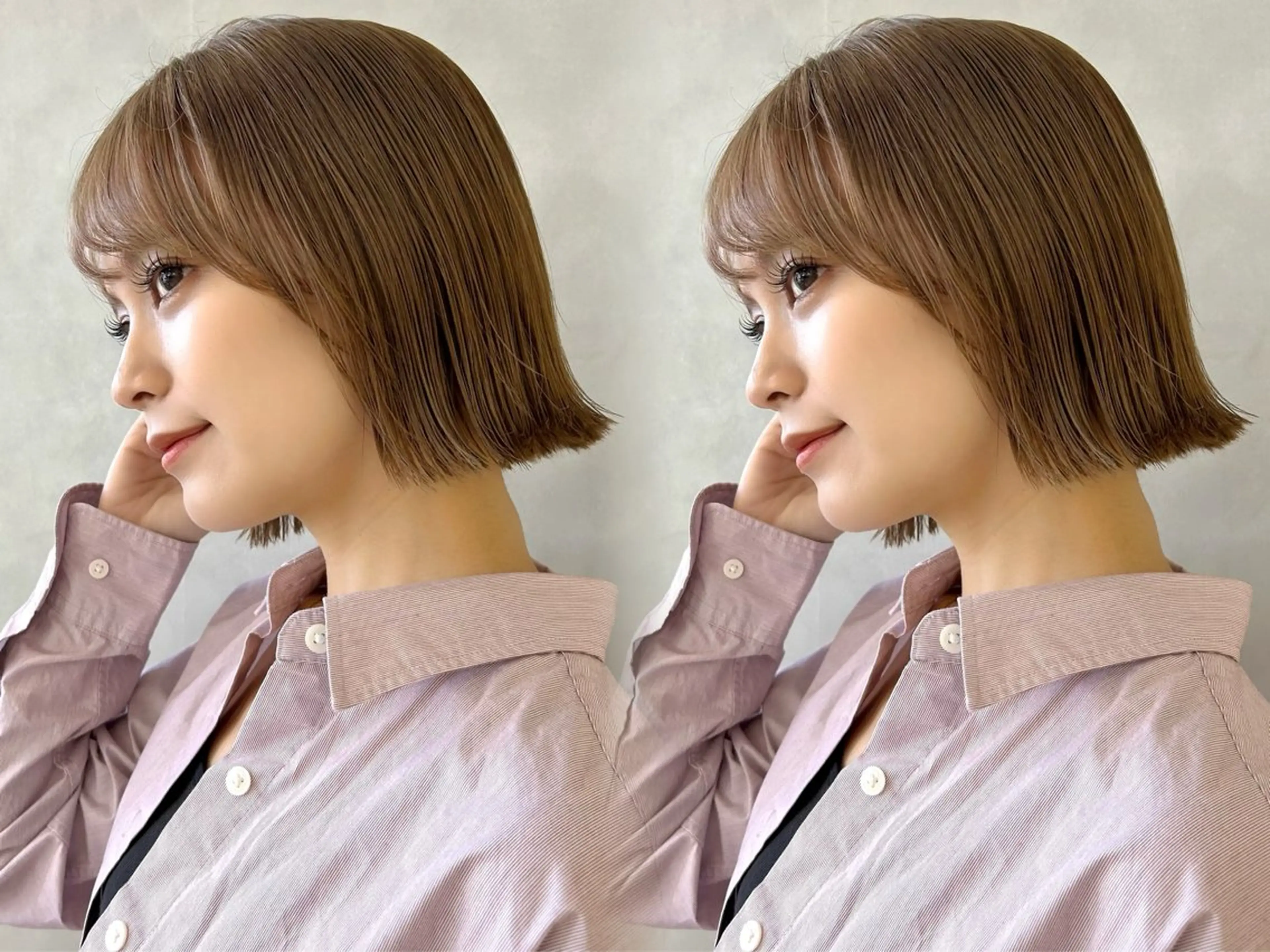 ショート カラー 切りっぱなしボブ ボブ くびれヘア 縮毛矯正 池袋レイヤー/美髪 縮毛矯正taigaのヘアスタイル