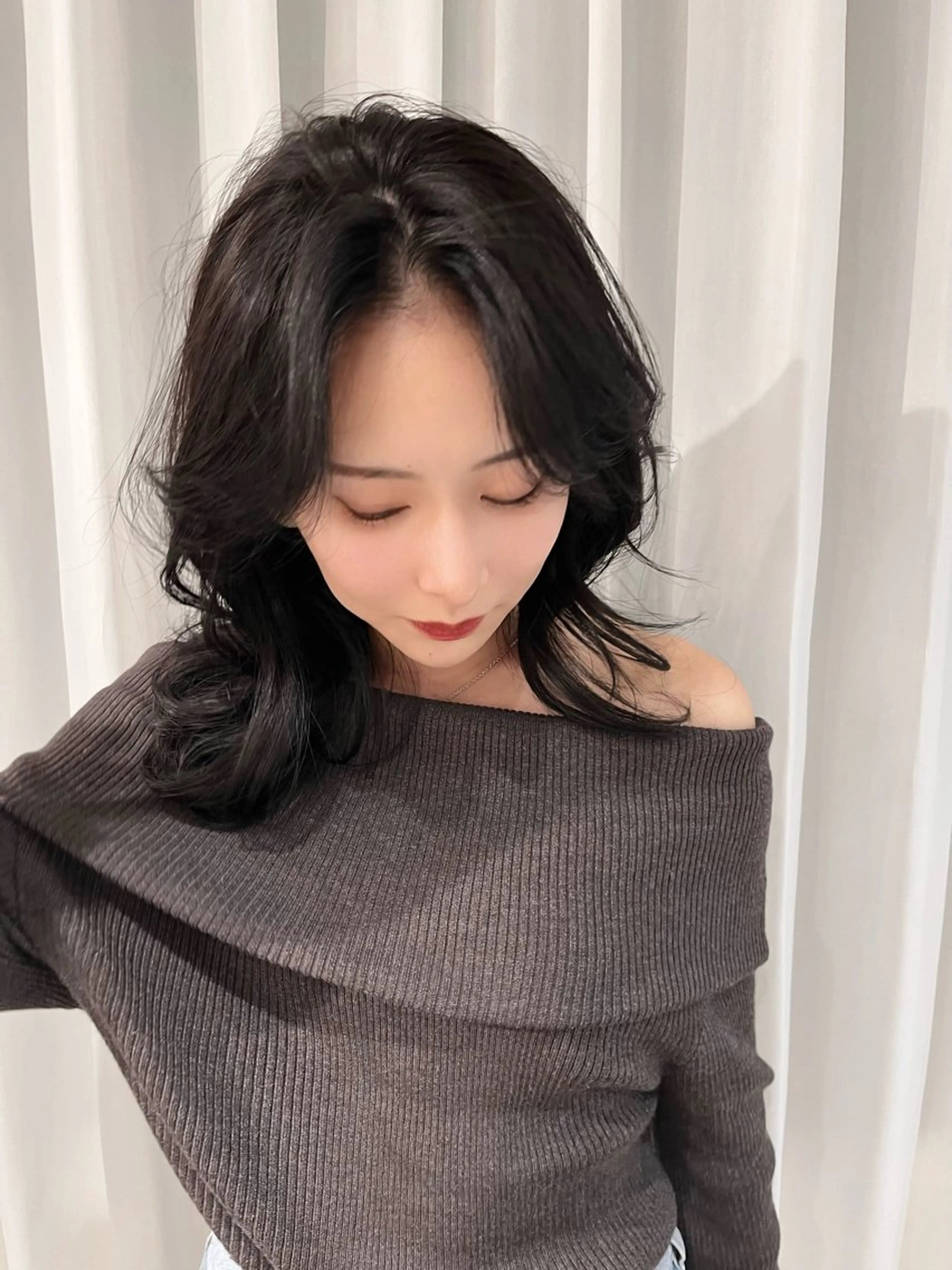 ミディアム カラー カット ヘアカラー トリートメント 韓国レイヤー/新宿/ 髪質改善/岡崎のヘアスタイル