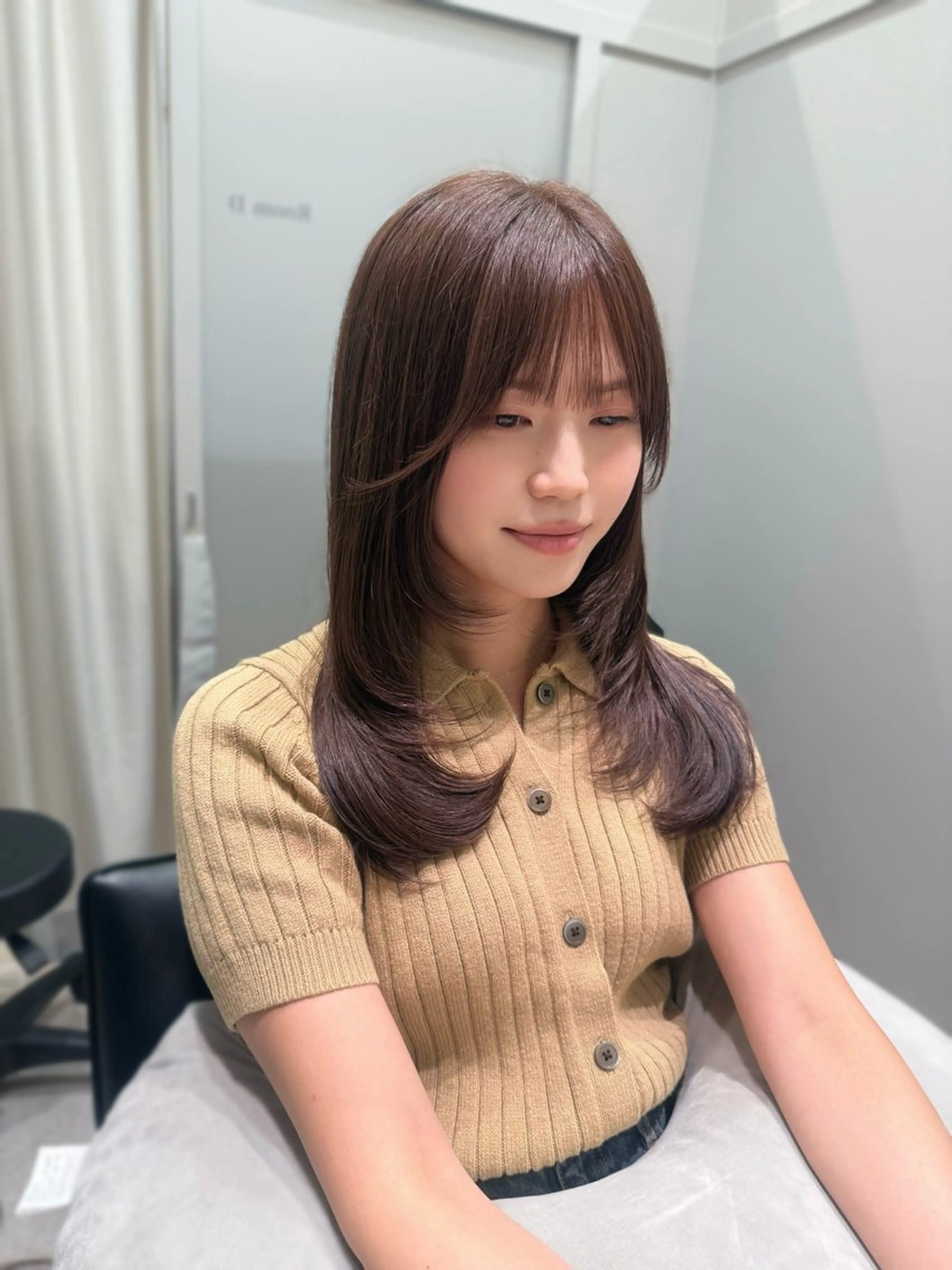 ロング カラー ブラウンカラー ココアブラウン レイヤーカット カット ヘアカラー トリートメント レイヤー/髪質改善カ ラ-🤍津田奈々美‎のヘアスタイル